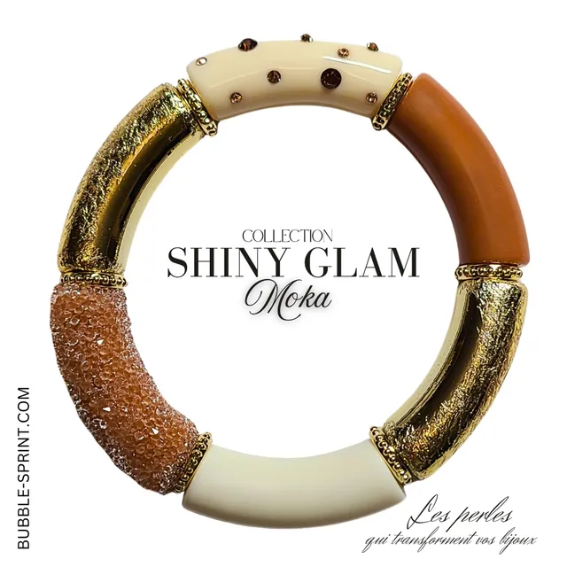ARTSHOP Shiny Glam bracelet Moka monté élastique acrylique