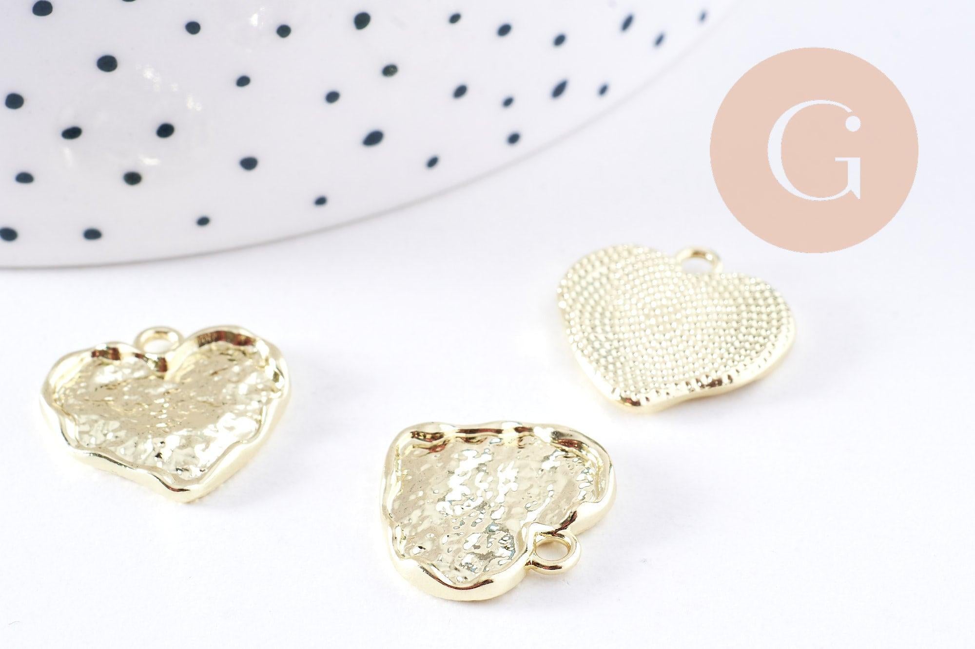 Gingerlily Pendentifs Cœur texturé zamac doré G10698 x5