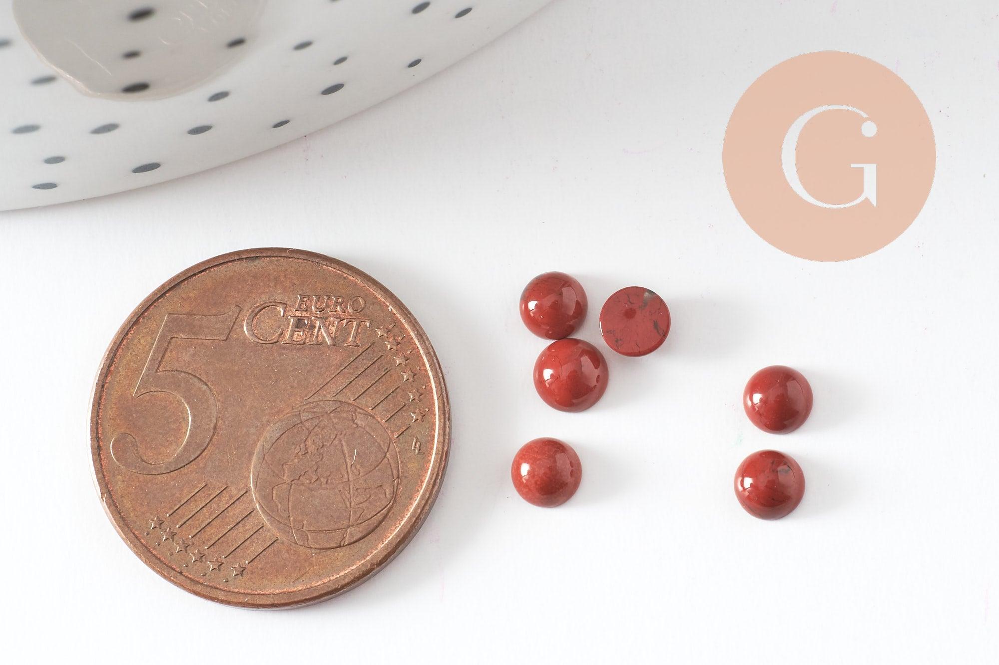 Gingerlily Pierres DIY Cabochon Jaspe Rouge Rond 4mm