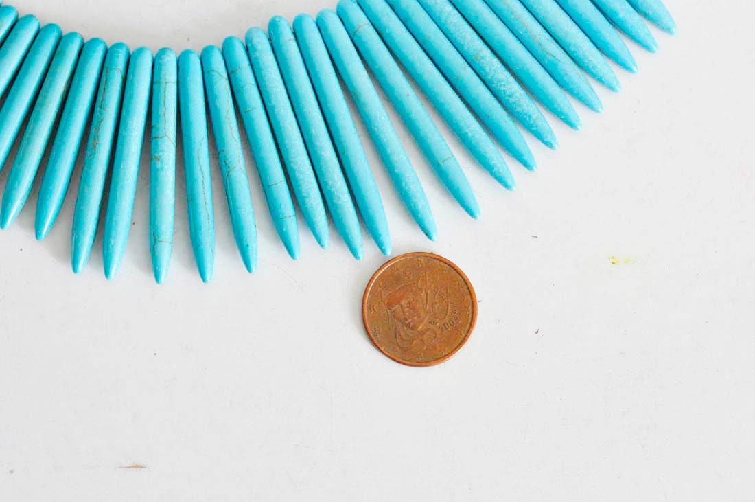 Gingerlily pointe howlite G0045 perle pierre turquoise fil 45 cm