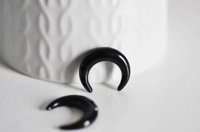 Gingerlily Pendentifs Lune Agate Noire 20mm Pierre Naturelle