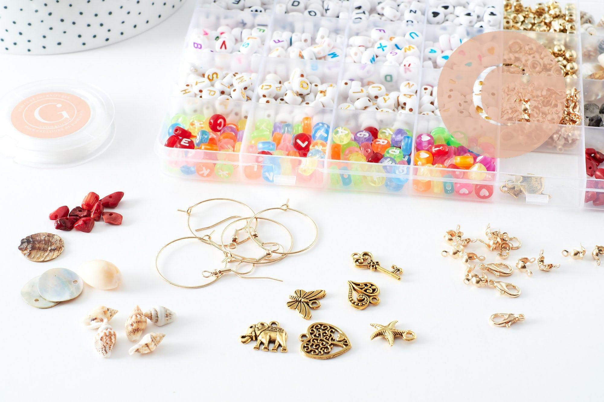 Gingerlily Kits G9712 kit création bijoux perles lettres avec boîte
