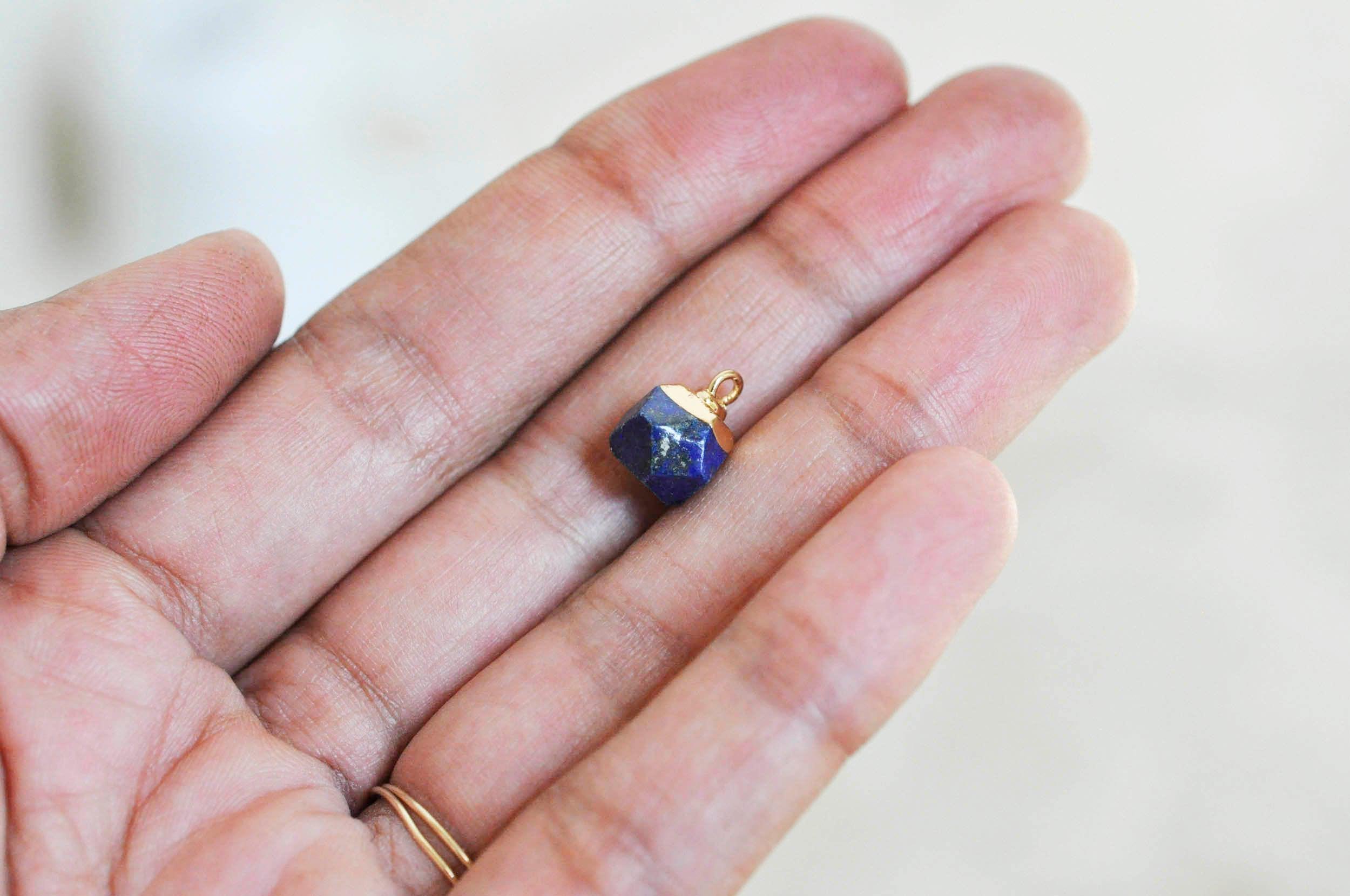 Gingerlily Pendentif hexagone lapis lazuli 11mm pierre bleue x1
