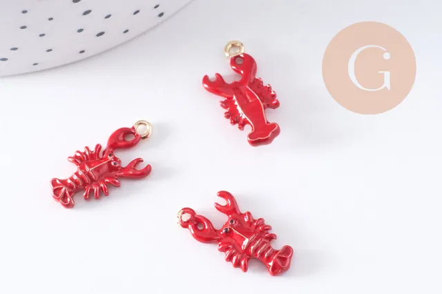Gingerlily Perles G10619 pendentif homard rouge 21 mm