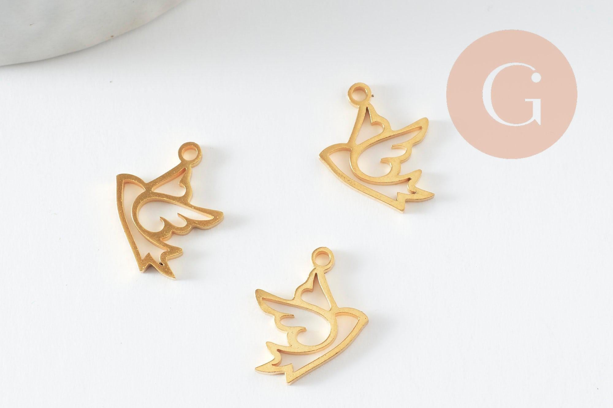 Gingerlily Colombe pendentif oiseau acier doré 14mm unité