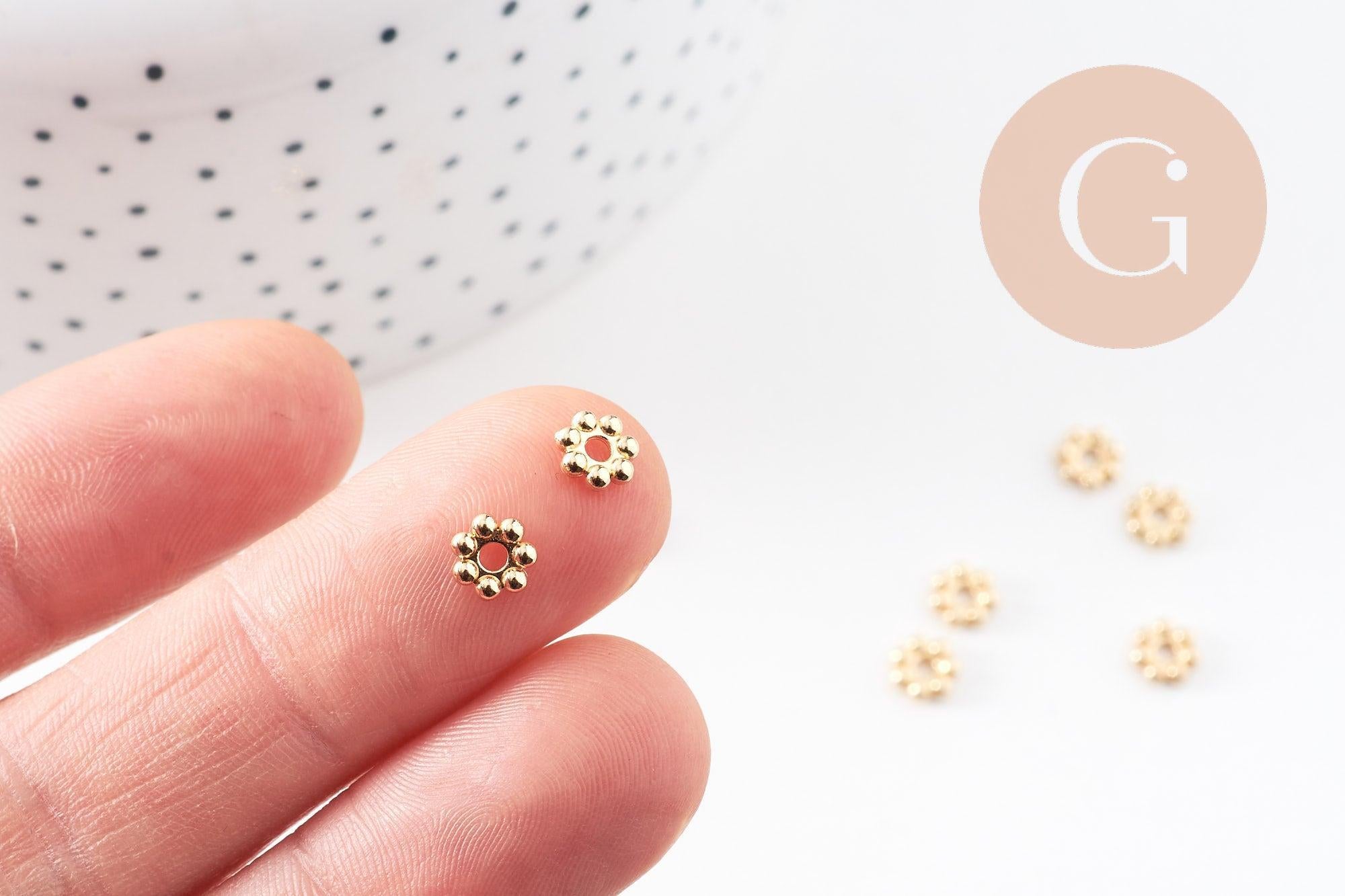 Gingerlily Perles rondelles fleurs G10905 perles intercalaires doré 6mm x10