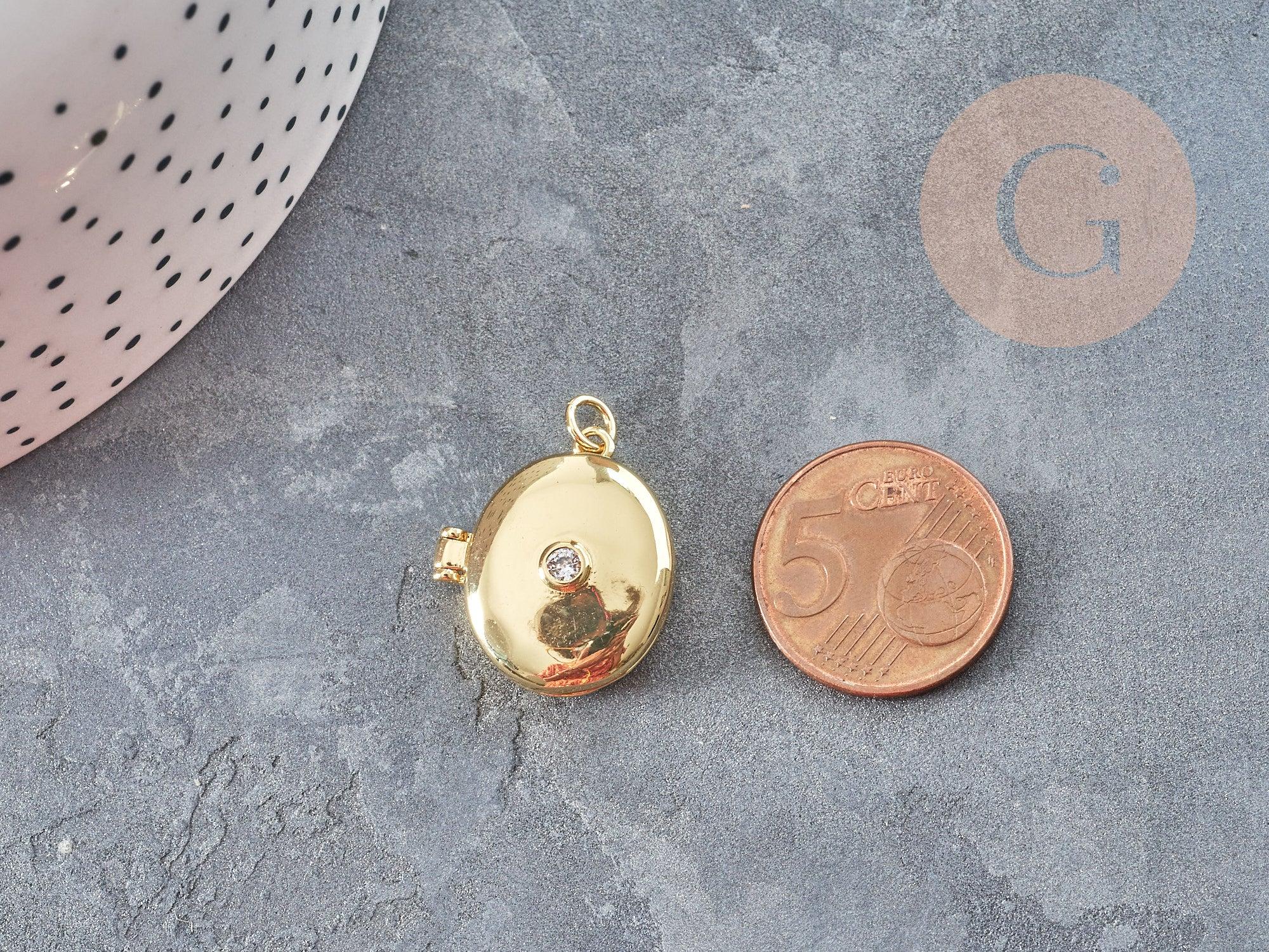 Gingerlily G9046 pendentif locket ovale doré zircon