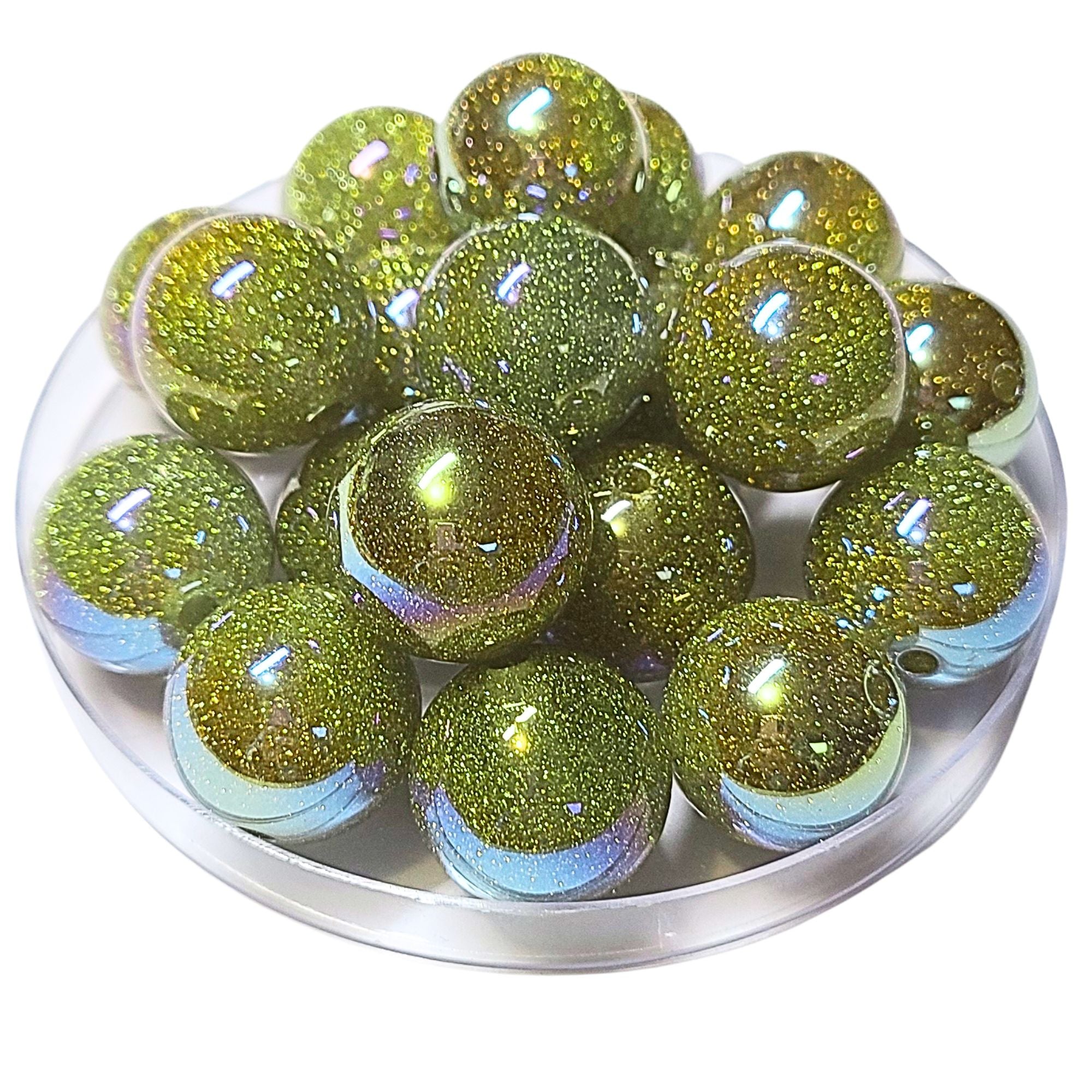 ARTSHOP Boules Glitters 272 perles glitter AB Lime 20MM x10