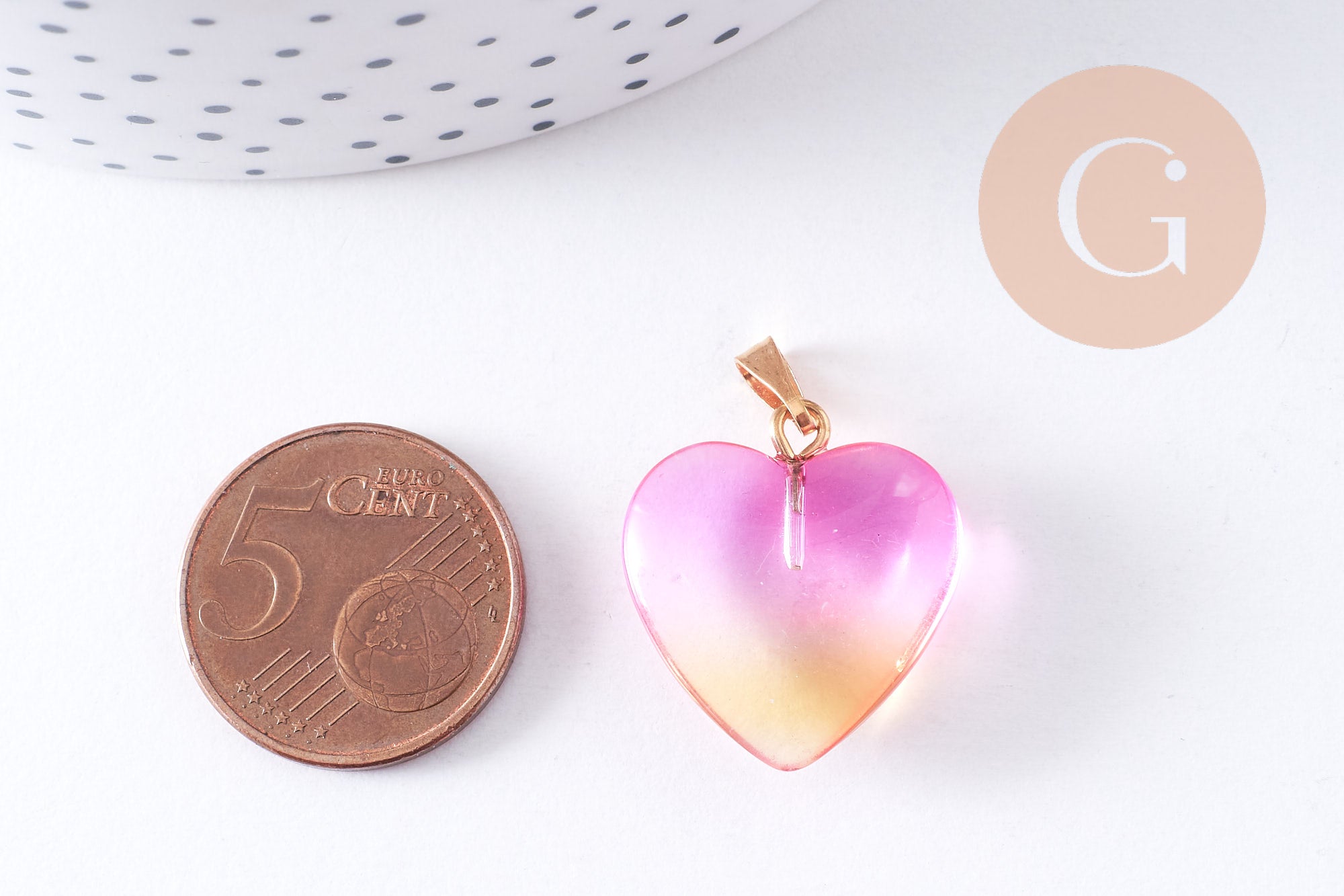 Gingerlily Pendentifs DIY pendentif cœur verre rose 22mm x1