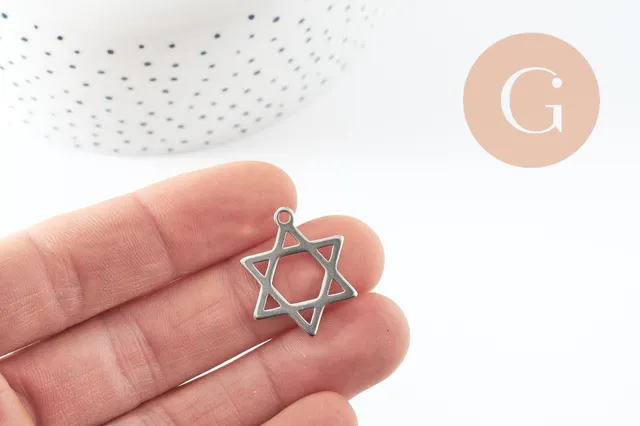 Gingerlily Pendentif étoile David acier argent 25mm G9824