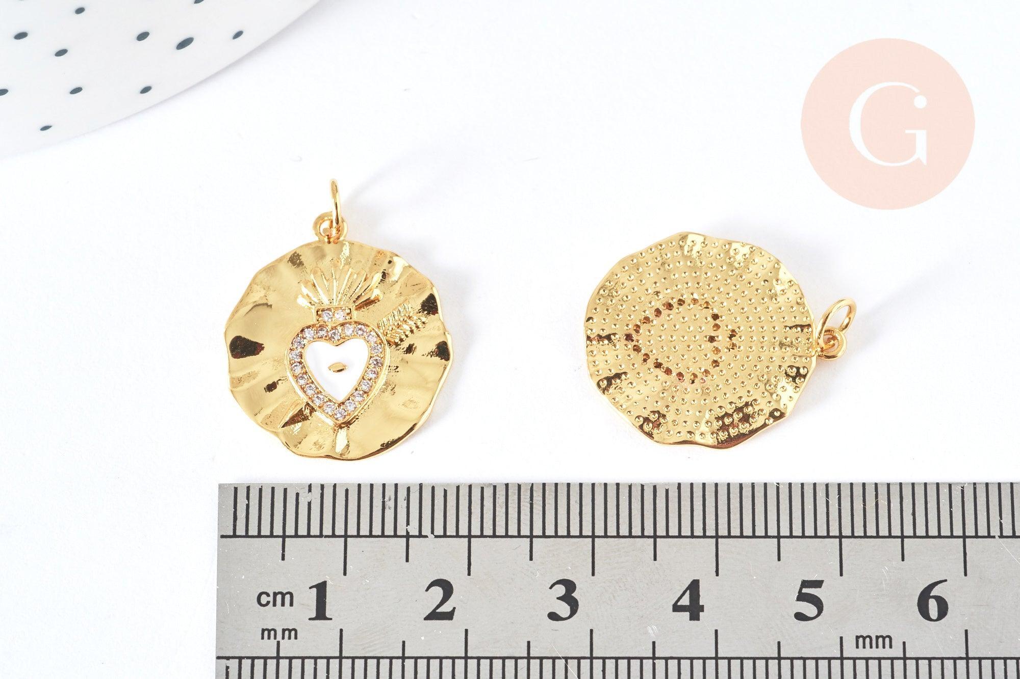 Gingerlily Pendentifs G7133 pendentif médaille coeur blanc x1