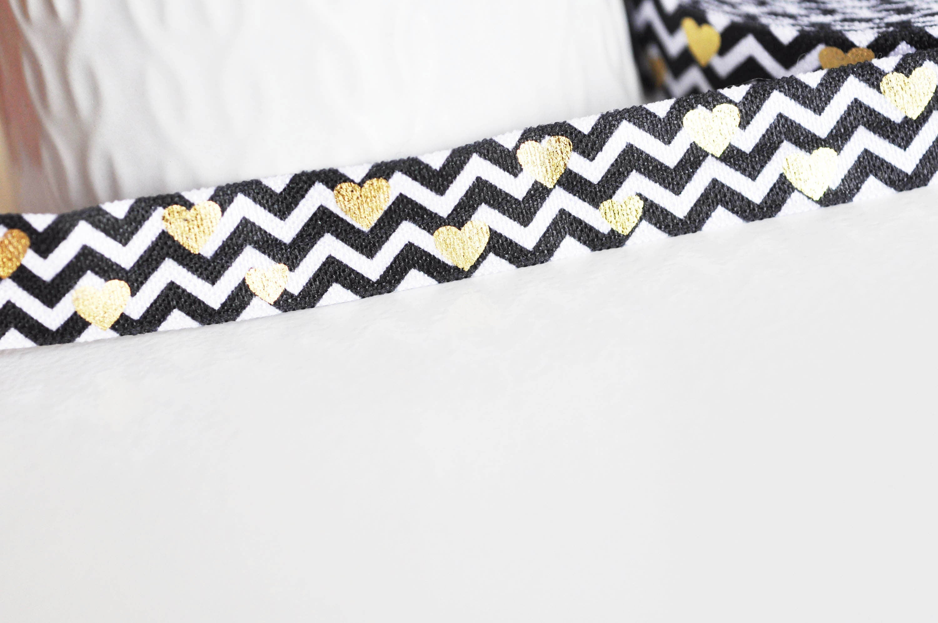 Gingerlily G1584 ruban élastique cœurs dorés 16mm 1m
