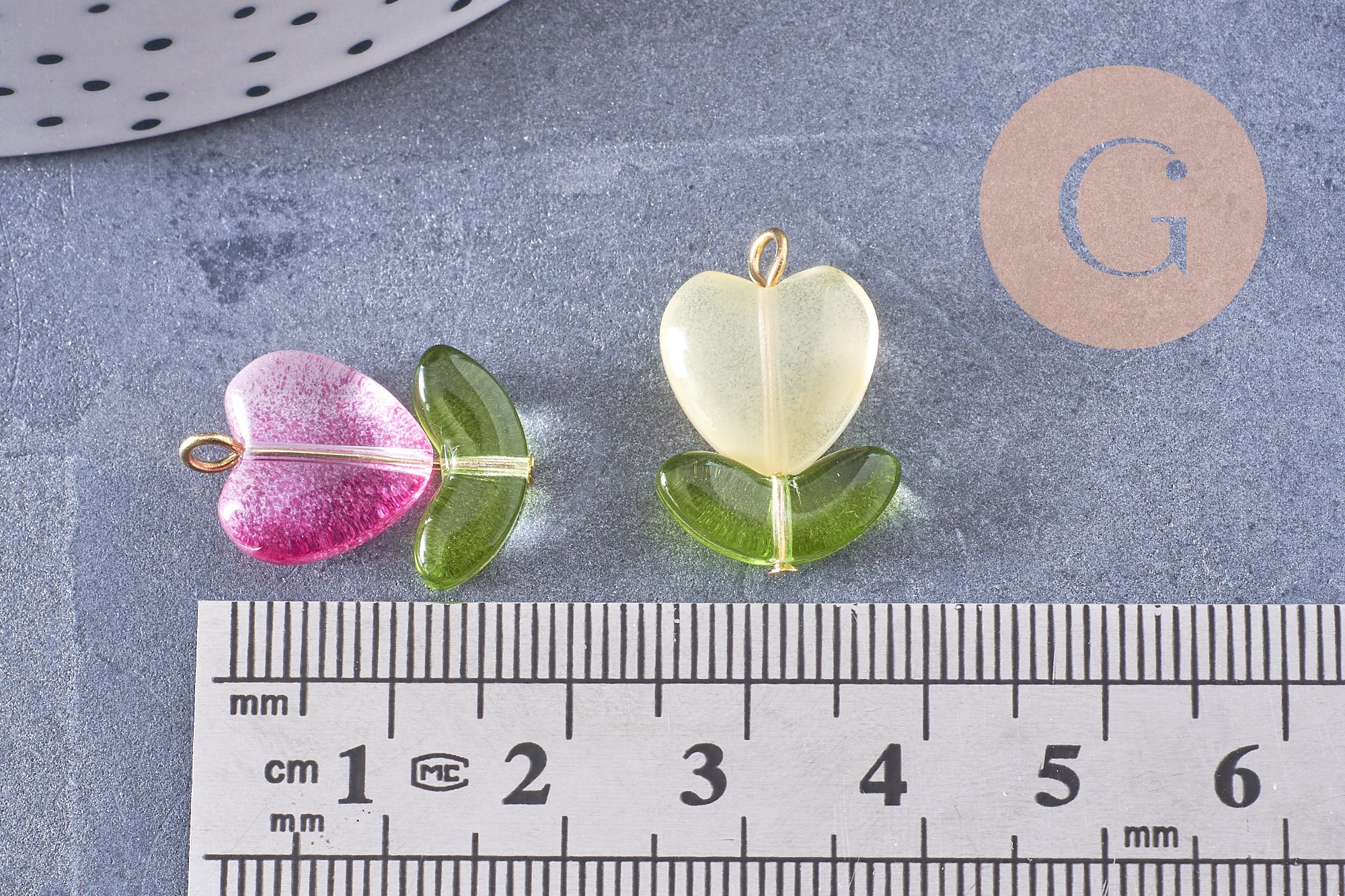 Gingerlily Perles Breloque tulipe verre doré x5 inox