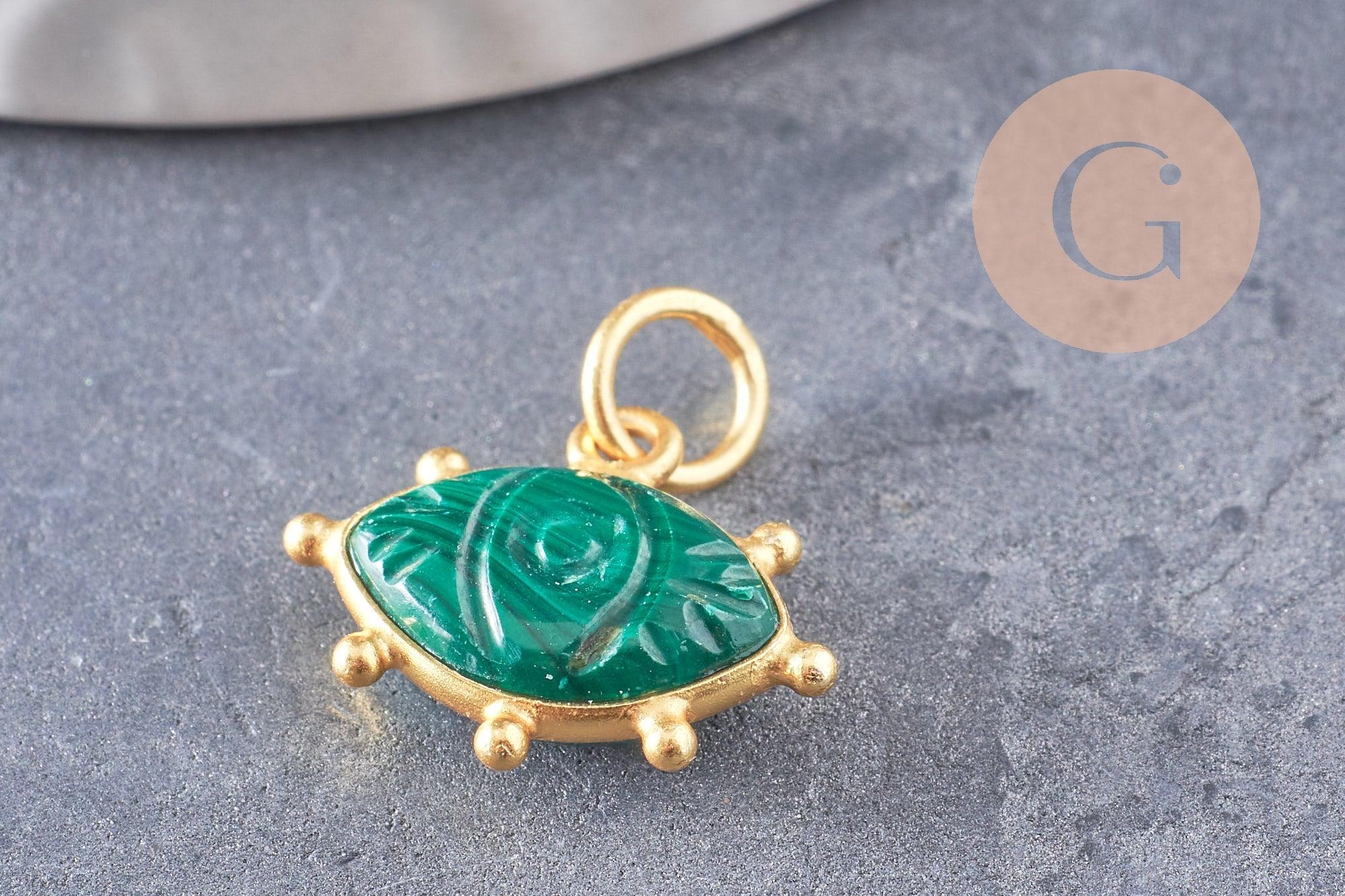 Gingerlily Pendentifs Oeil G9865 pendentif malachite 15mm doré