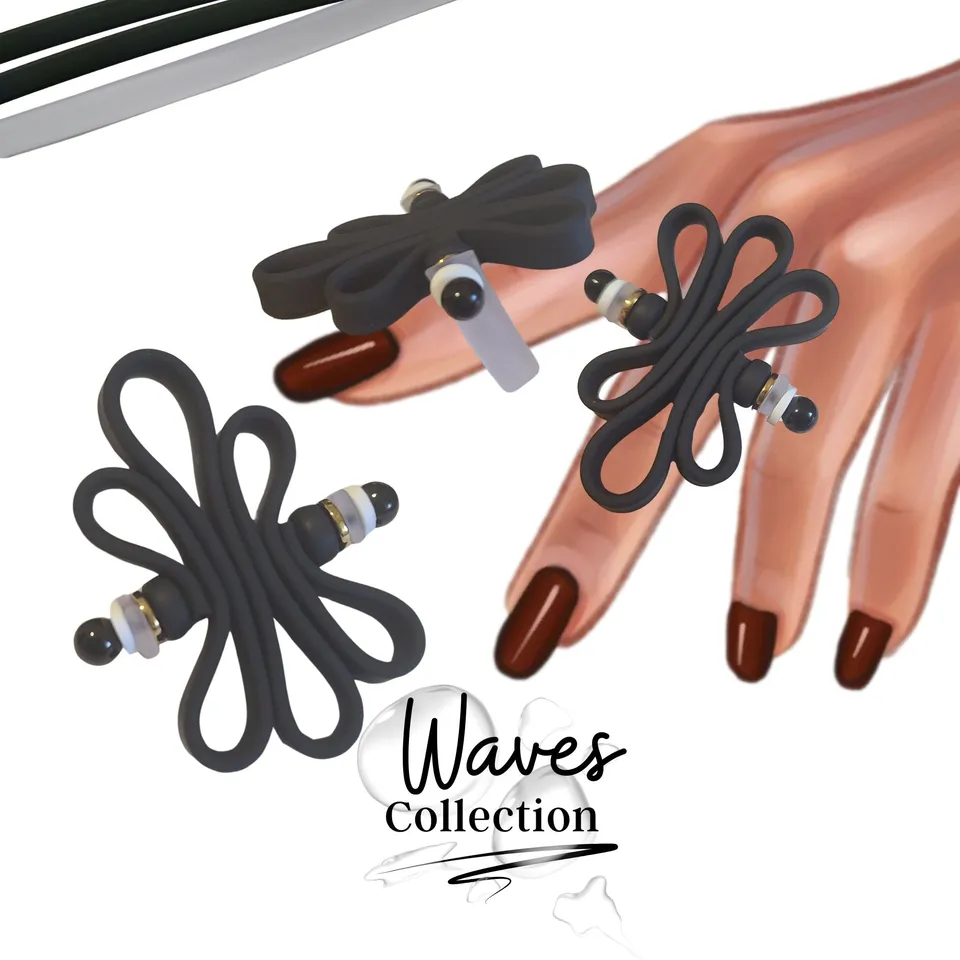 ARTSHOP Waves kit bague noir cristal n°13