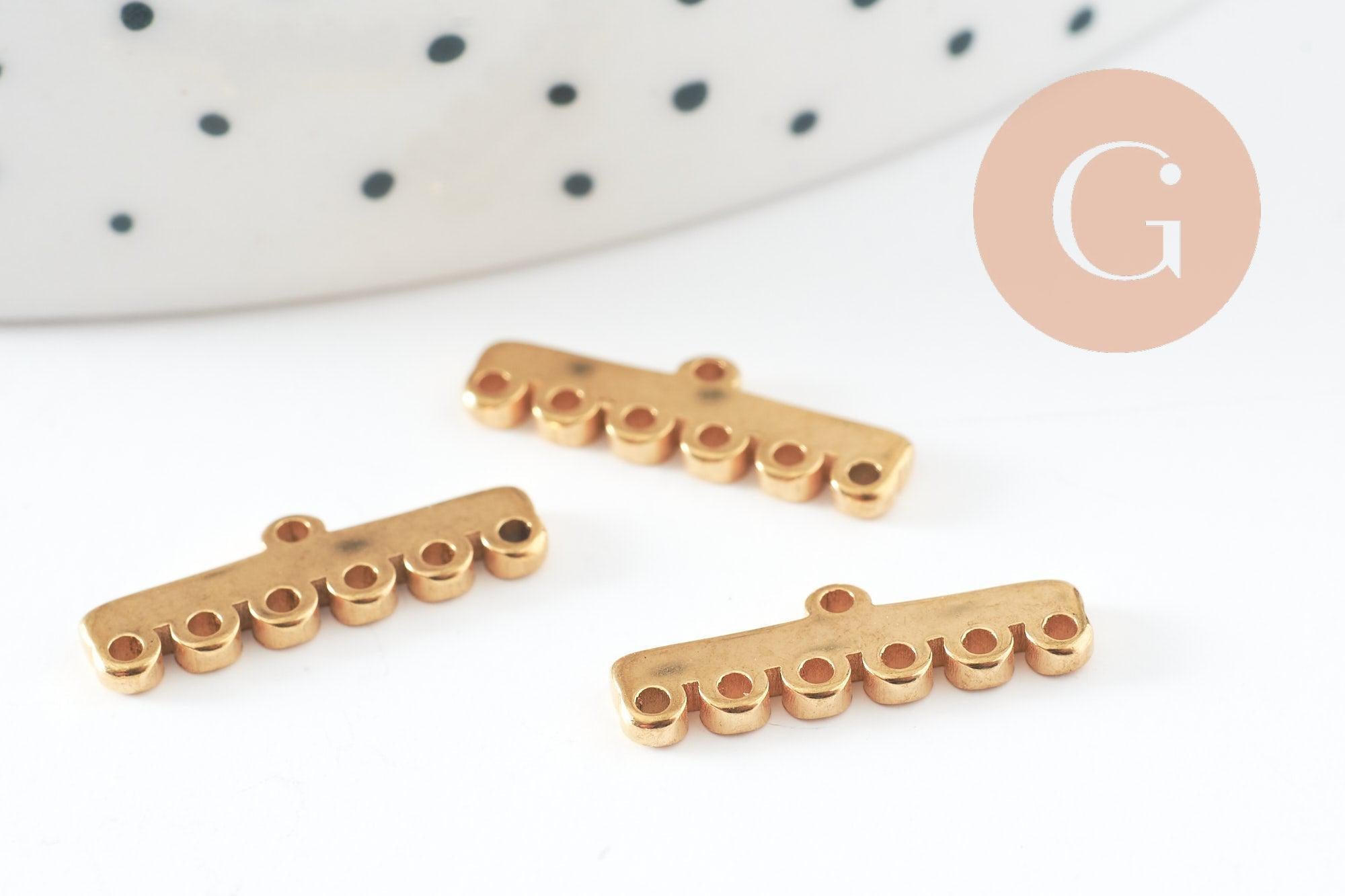 Gingerlily Intercalaire bracelet 7 rangs acier doré 16,5mm x2