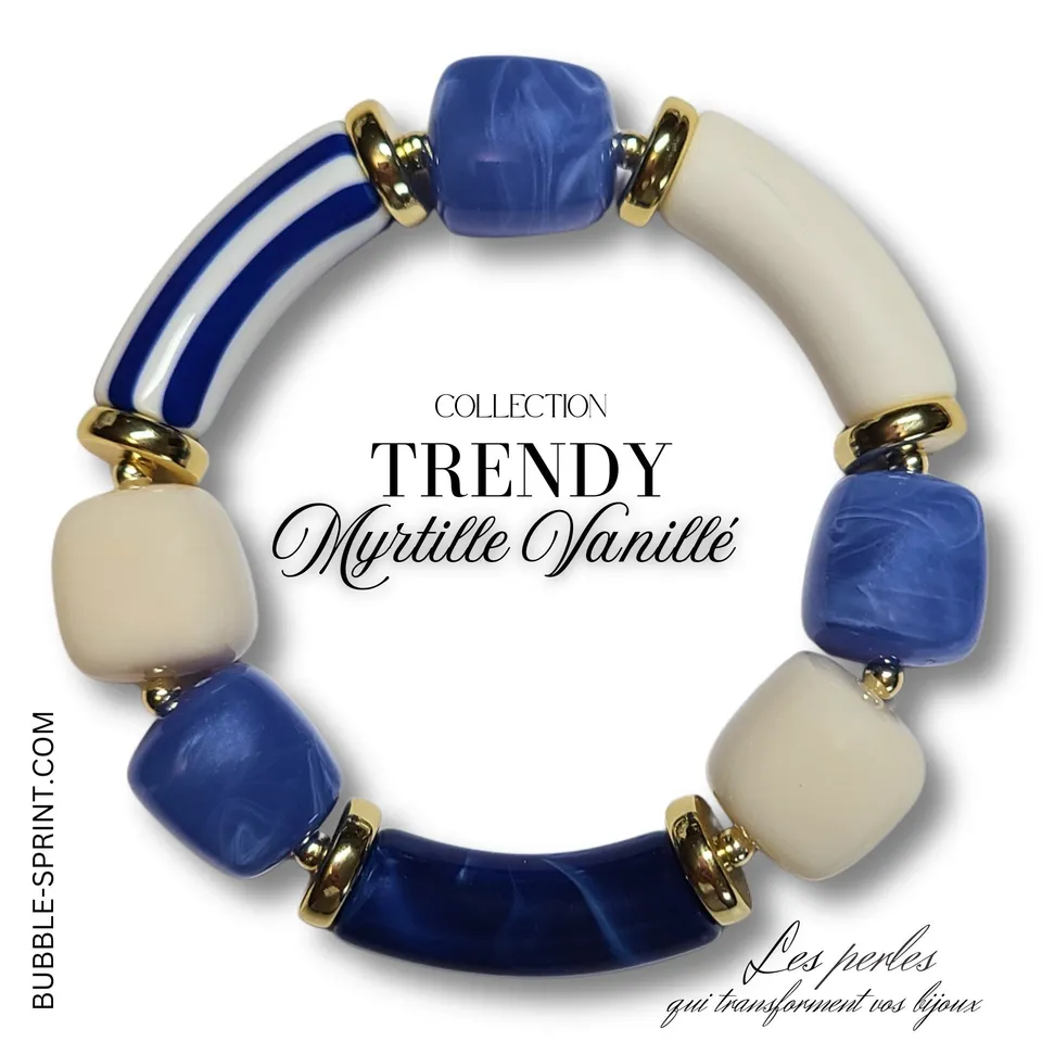 ARTSHOP Trendy bracelet Myrtille vanillé monté 5,5 cm