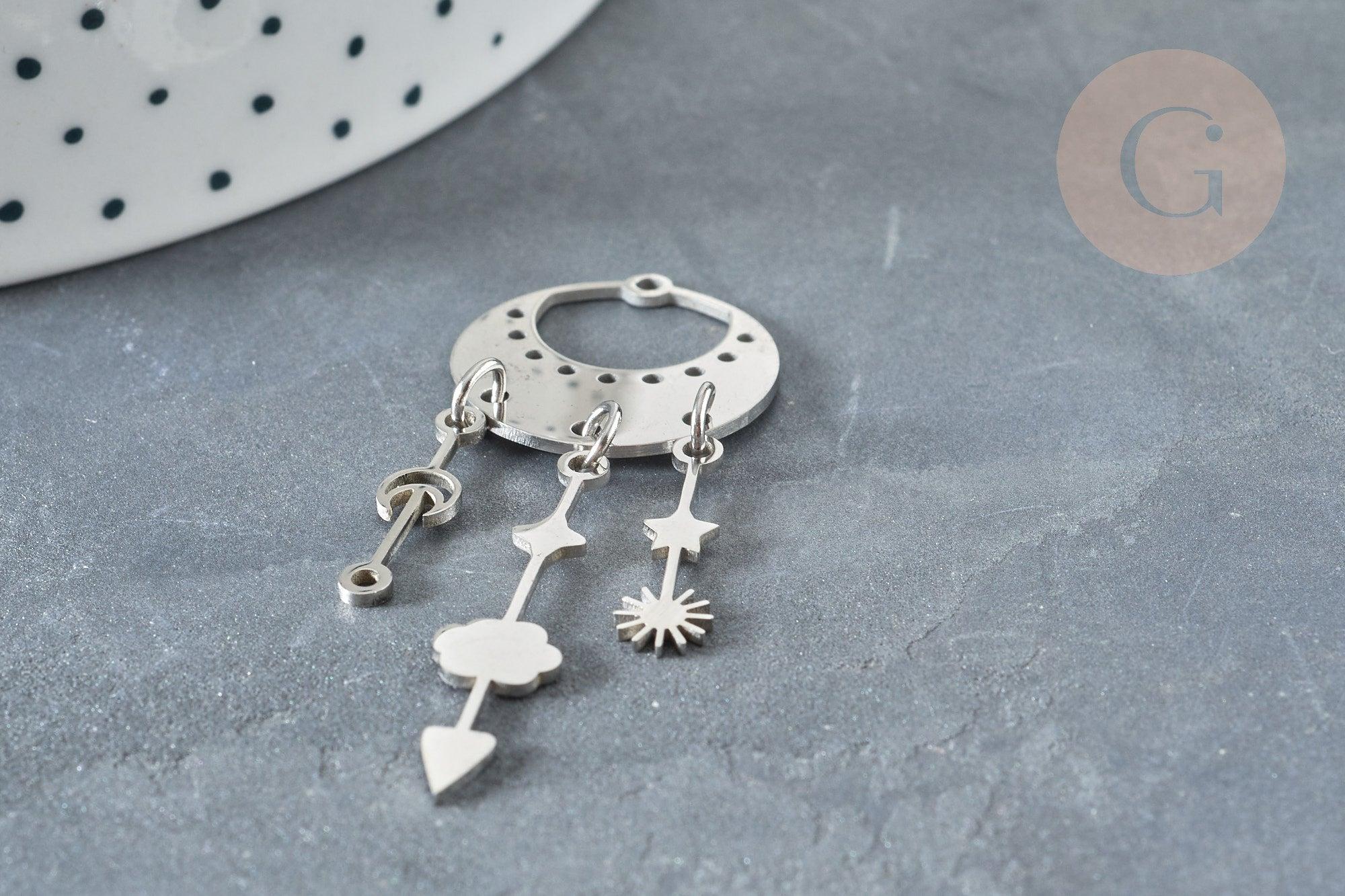 Gingerlily Pendentifs pluie G7389 pendentif acier argenté 55mm