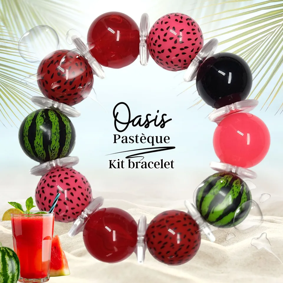 ARTSHOP Oasis kit bracelet pastèque 6 boules 20mm