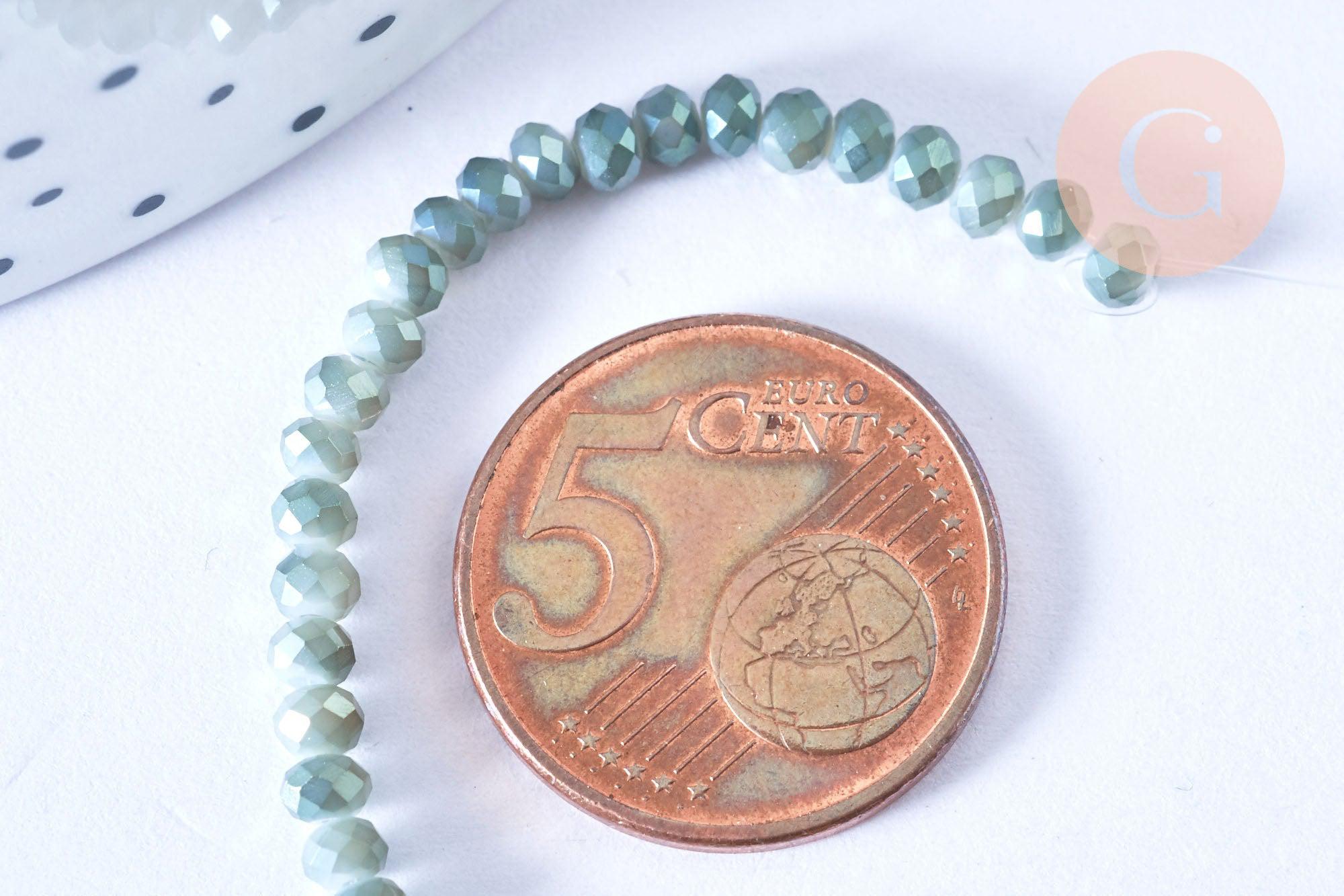 Gingerlily Toupies G6753 perles cristal vert irisé 3,5mm fil