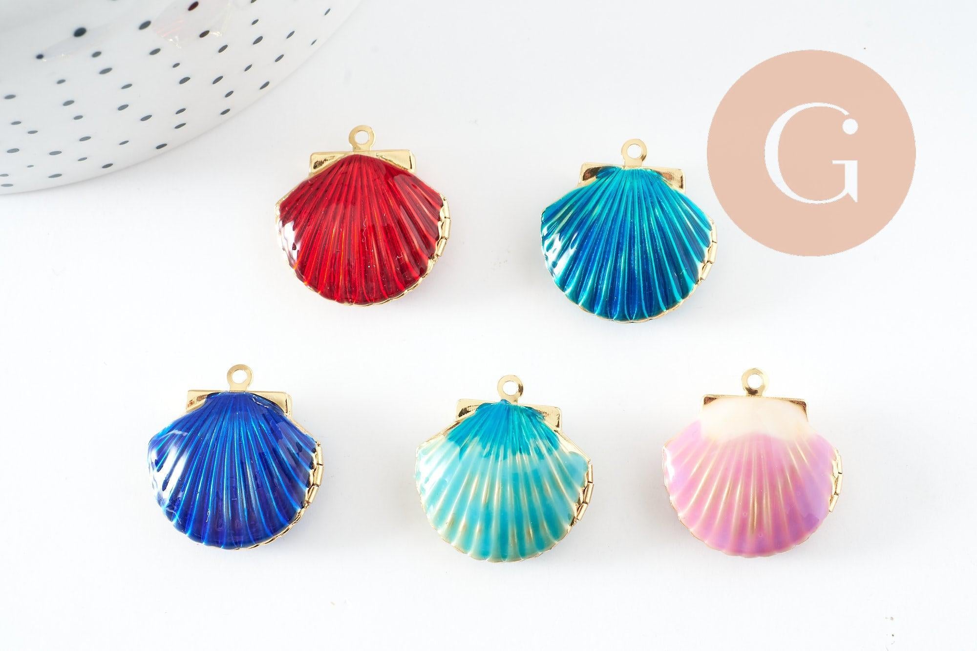 Gingerlily Pendentif locket coquillage G9551 laiton doré 23,5mm