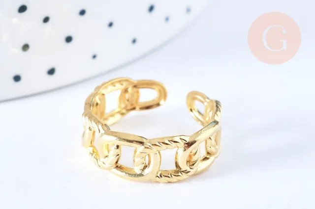 Gingerlily G6410 bague chaîne acier doré taille 54
