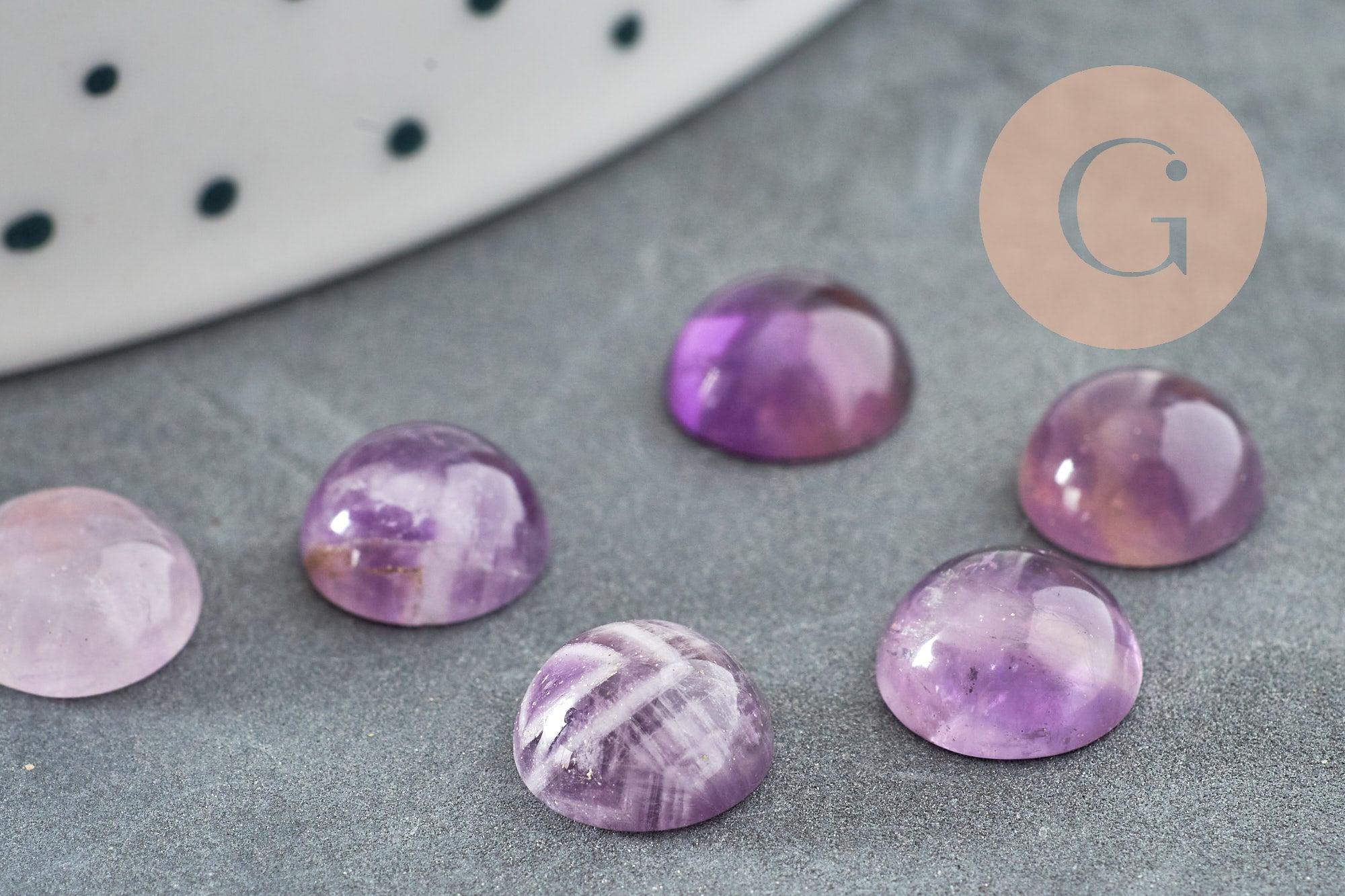 Gingerlily Cabochon rond G8784 améthyste naturelle 8mm x1