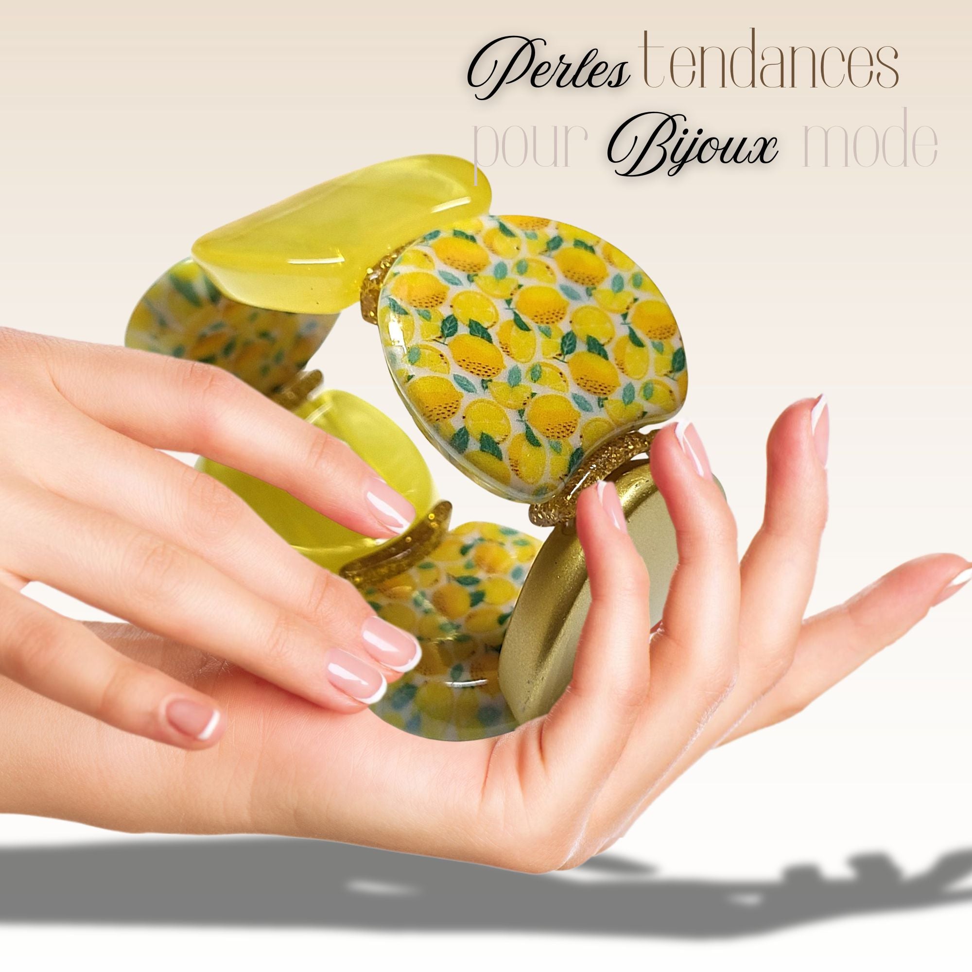 ARTSHOP Palets LUNE 1030B perle résine motif citrons x1