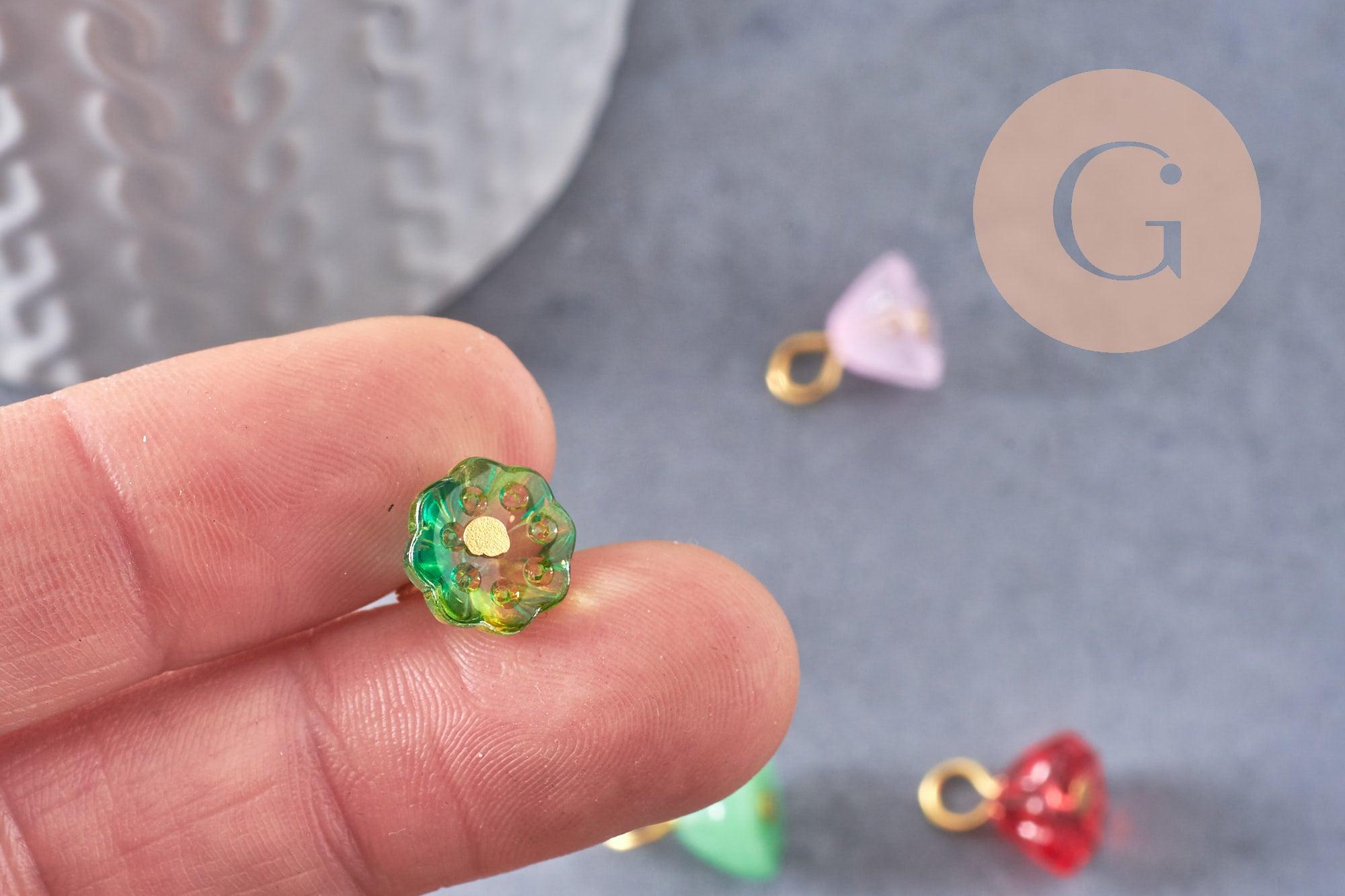 Gingerlily Perles G10298 breloque lotus verre doré 12mm x5