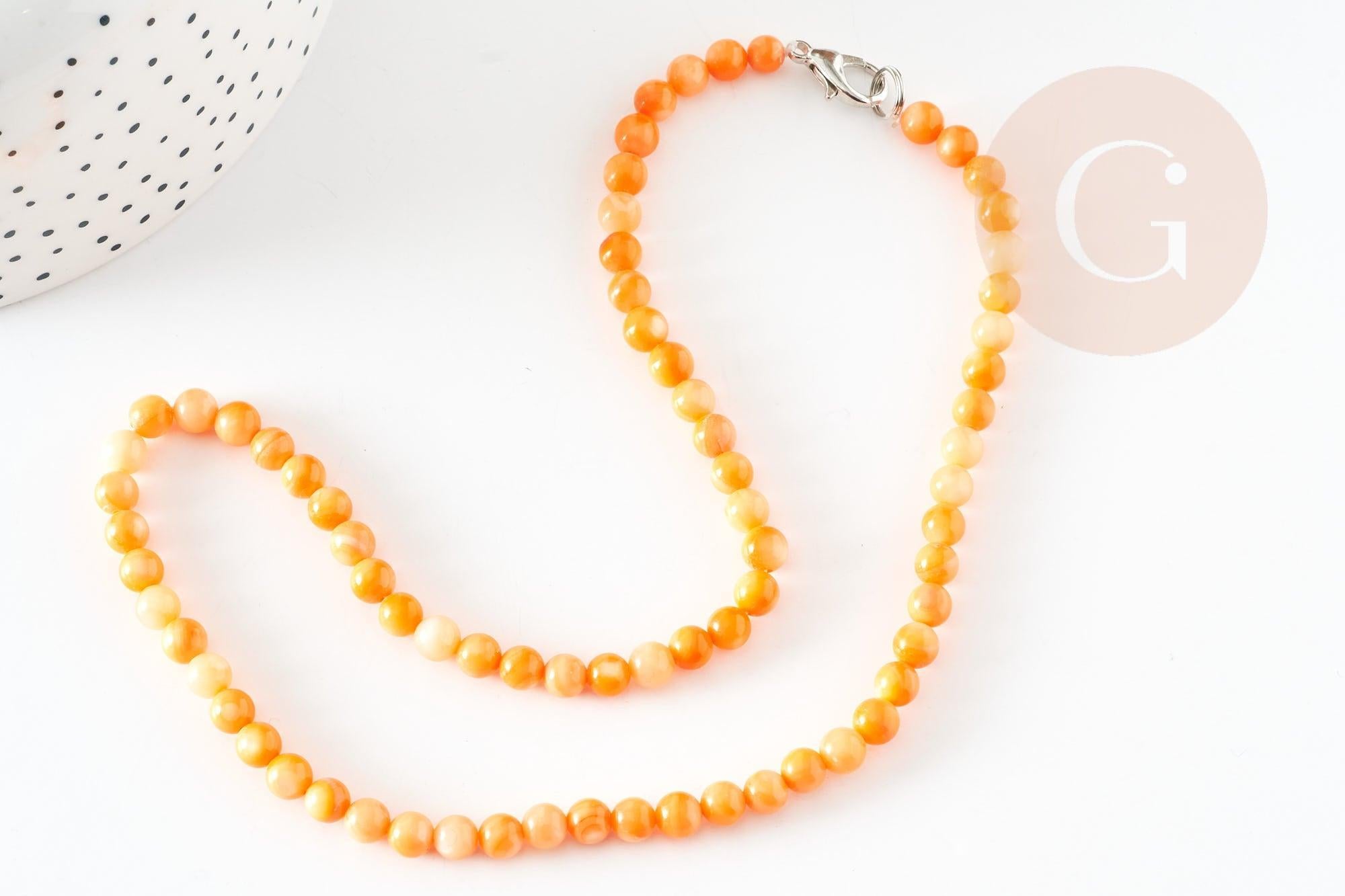 Gingerlily Collier nacre naturelle teintée 42cm perles 6mm style 1