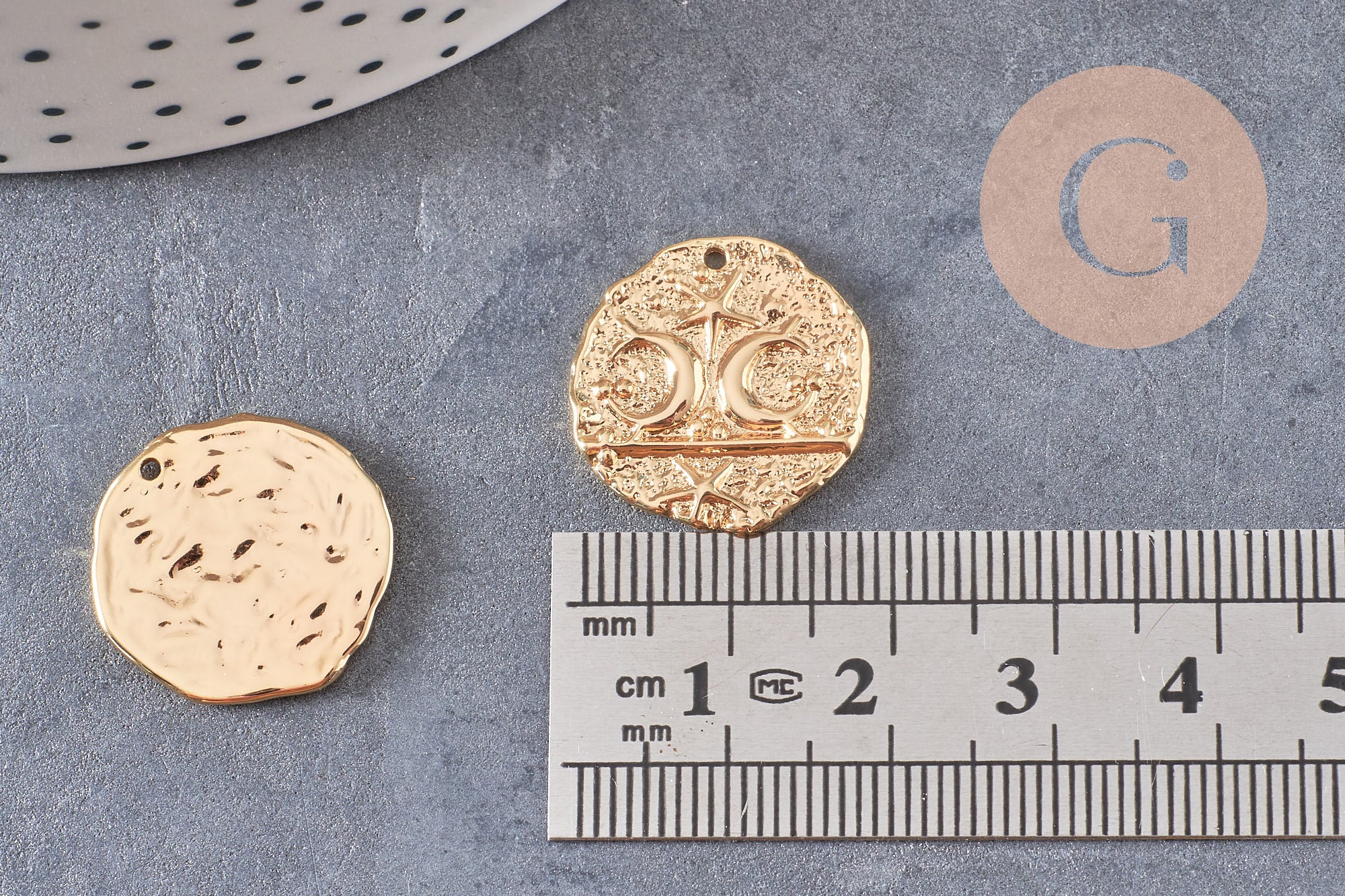 Gingerlily G10558 pendentif lune laiton doré zircon 19 mm