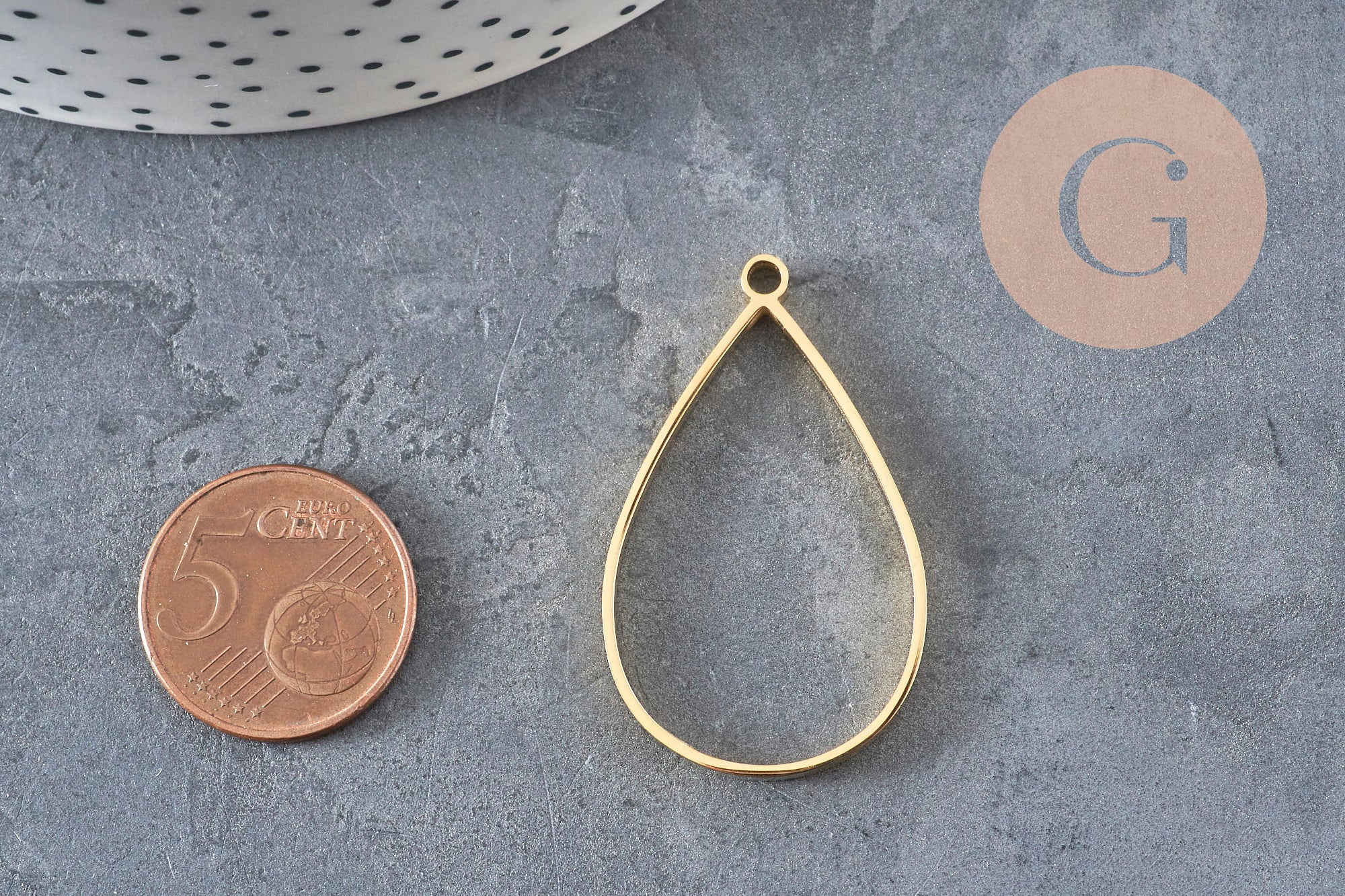 Gingerlily Pendentifs G11248 pendentif goutte acier doré 34mm x1