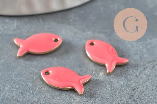 Gingerlily Pendentifs G10130 pendentif poisson rose 13,5mm x2