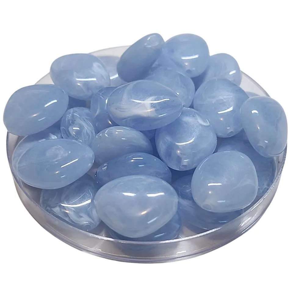 ARTSHOP Galets TIKA 15/23MM perles bleu ciel marbré x10 acrylique