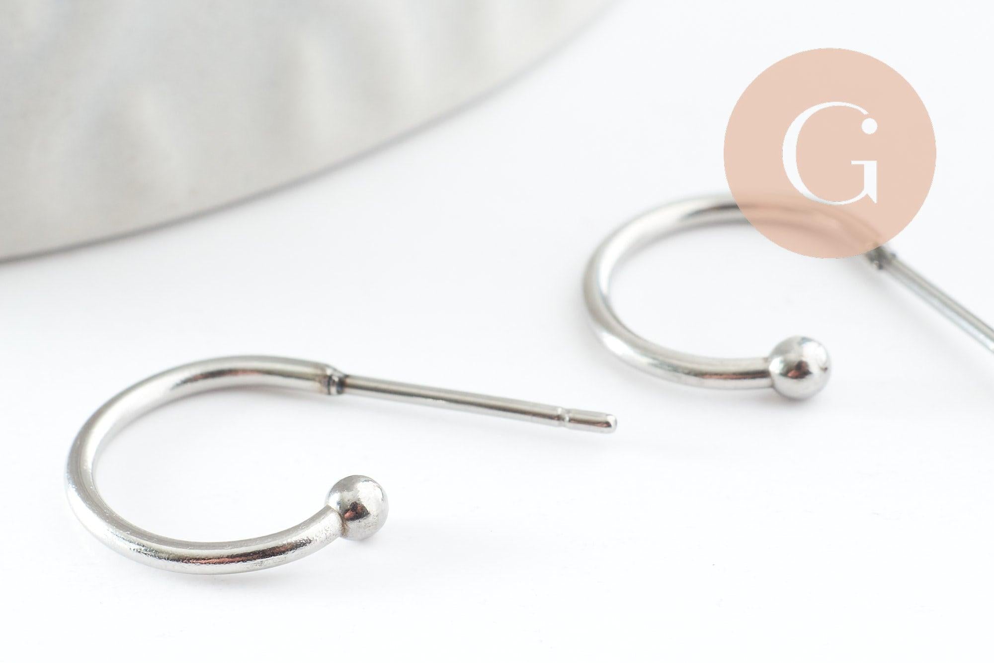 Gingerlily G9527 clous-puces créole acier platine 18,5mm x2