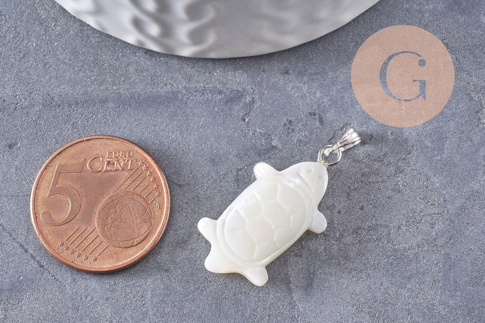 Gingerlily Pendentifs tortue nacre blanche pendentif 26mm coquillage
