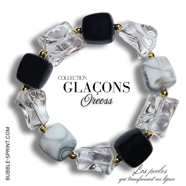 ARTSHOP Glaçons bracelet Oreoss kit ou monté noir blanc