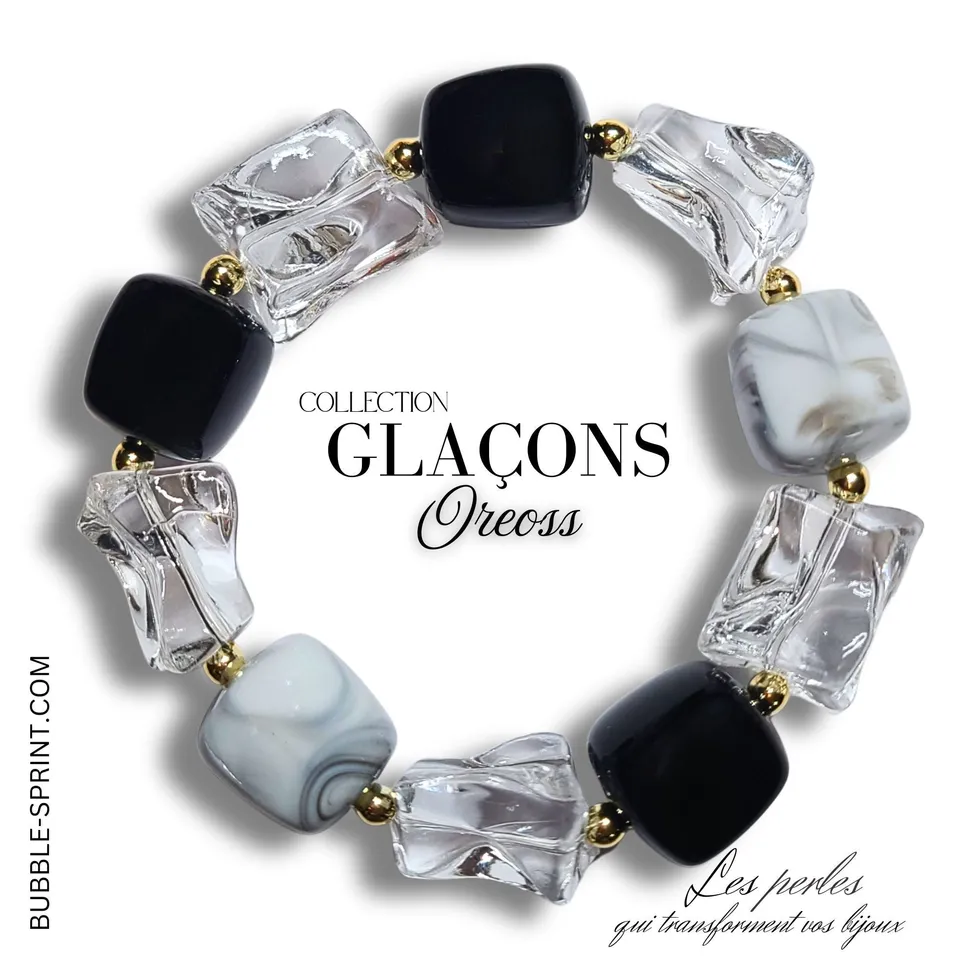 ARTSHOP Glaçons bracelet Oreoss kit ou monté noir blanc