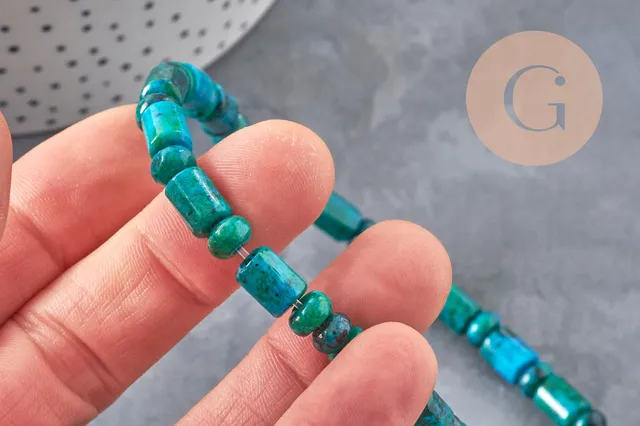 Gingerlily Perles Tube Chrysocolle Verte 6mm Fil 38cm