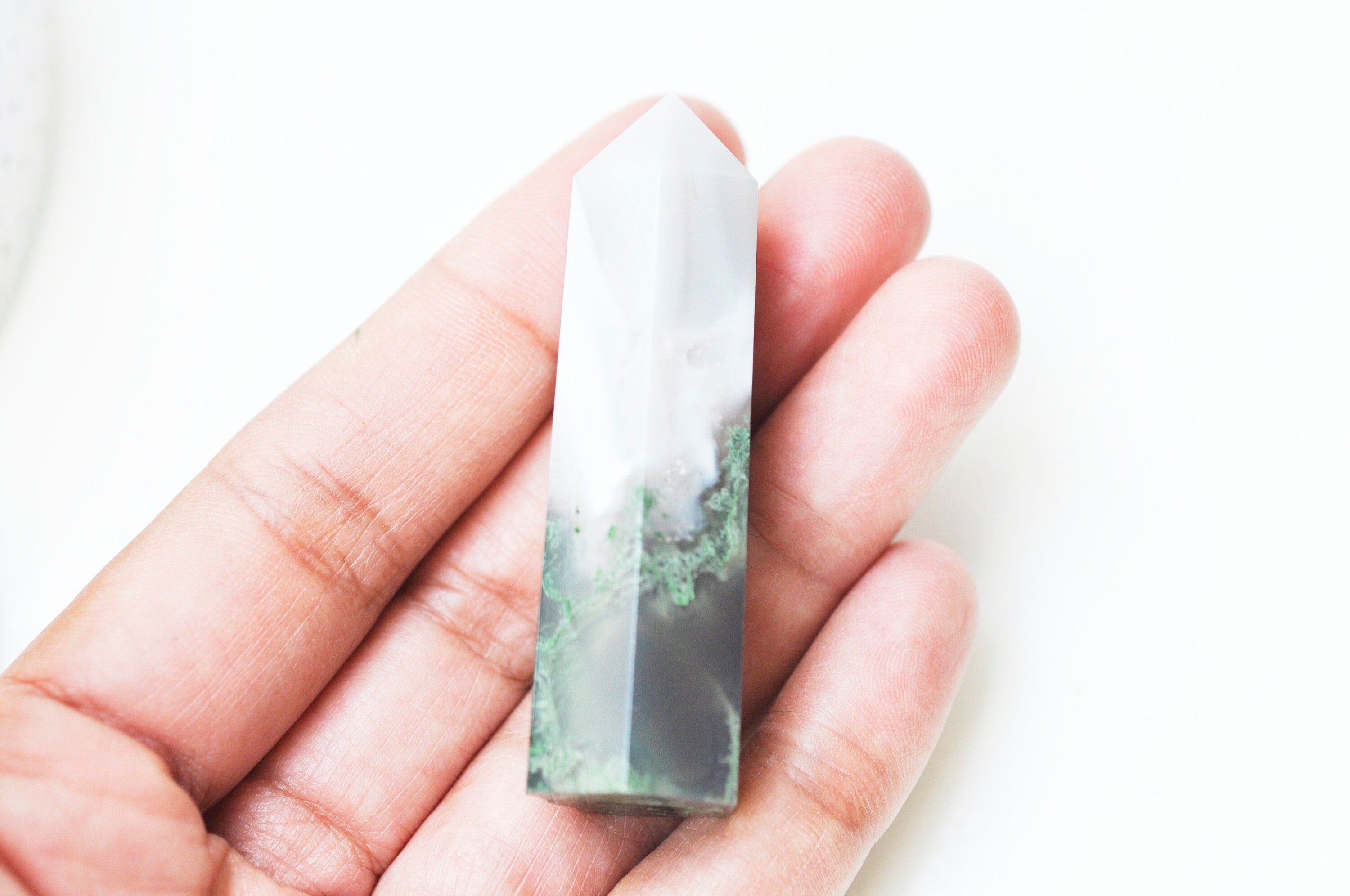 Gingerlily Pierres pointe agate mousse verte G5024 la pièce