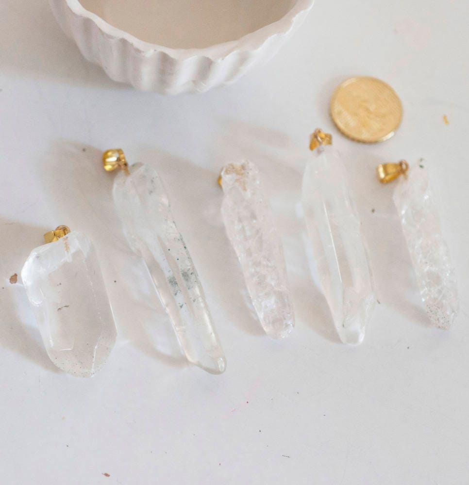 Gingerlily Pendentif pointe G2803 cristal craquelé transparent doré