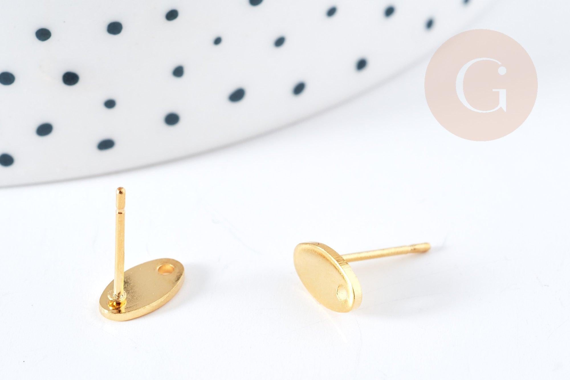 Gingerlily Accessoires puces ovales acier doré 9mm la paire