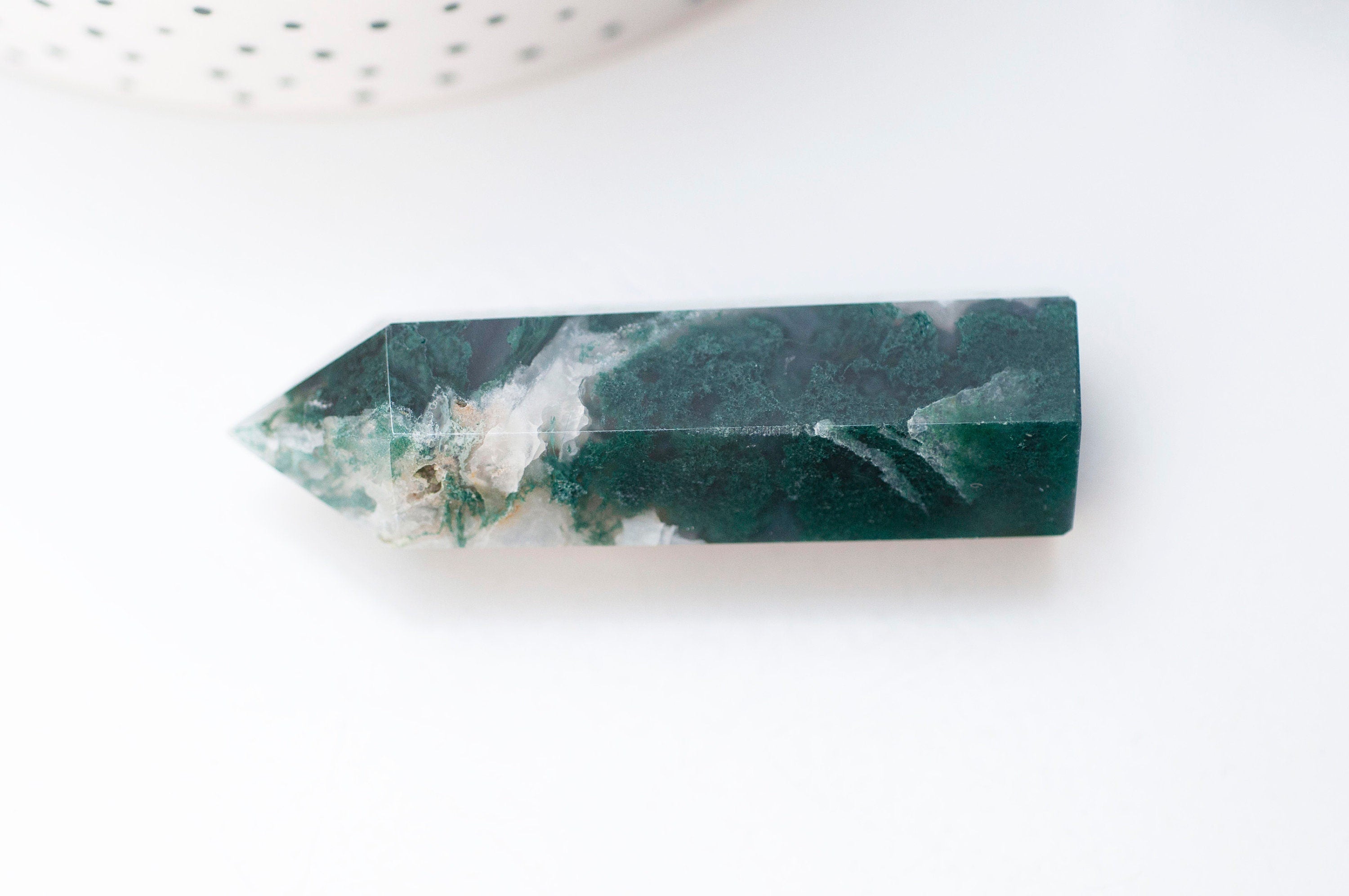 Gingerlily Pointe agate mousse verte lithothérapie