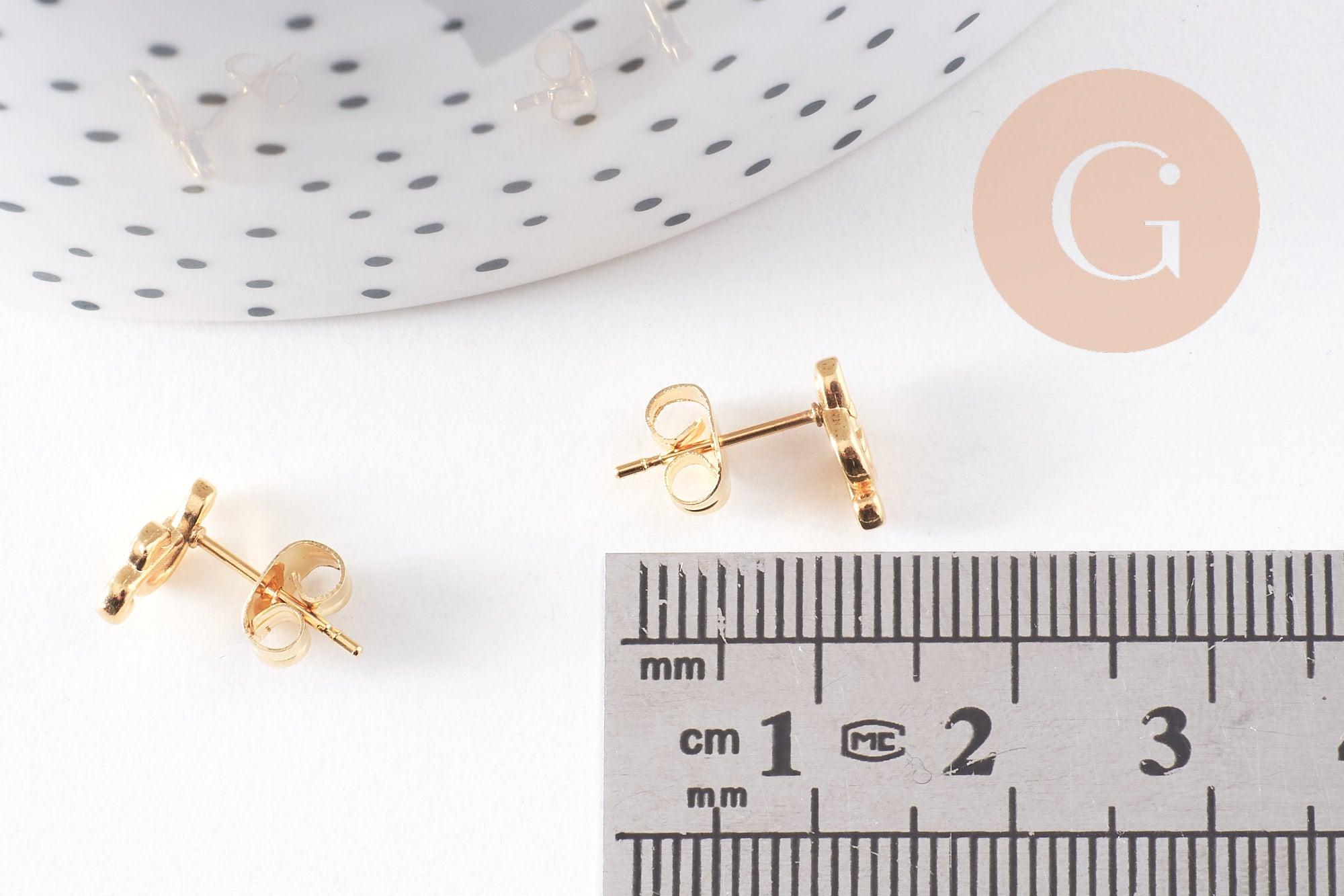 Gingerlily Boucles puces clé de sol 9mm doré la paire