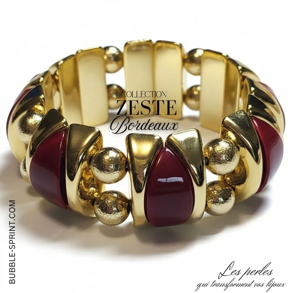ARTSHOP Bijoux en KITS ZESTE bracelet bordeaux marbré sans aiguille