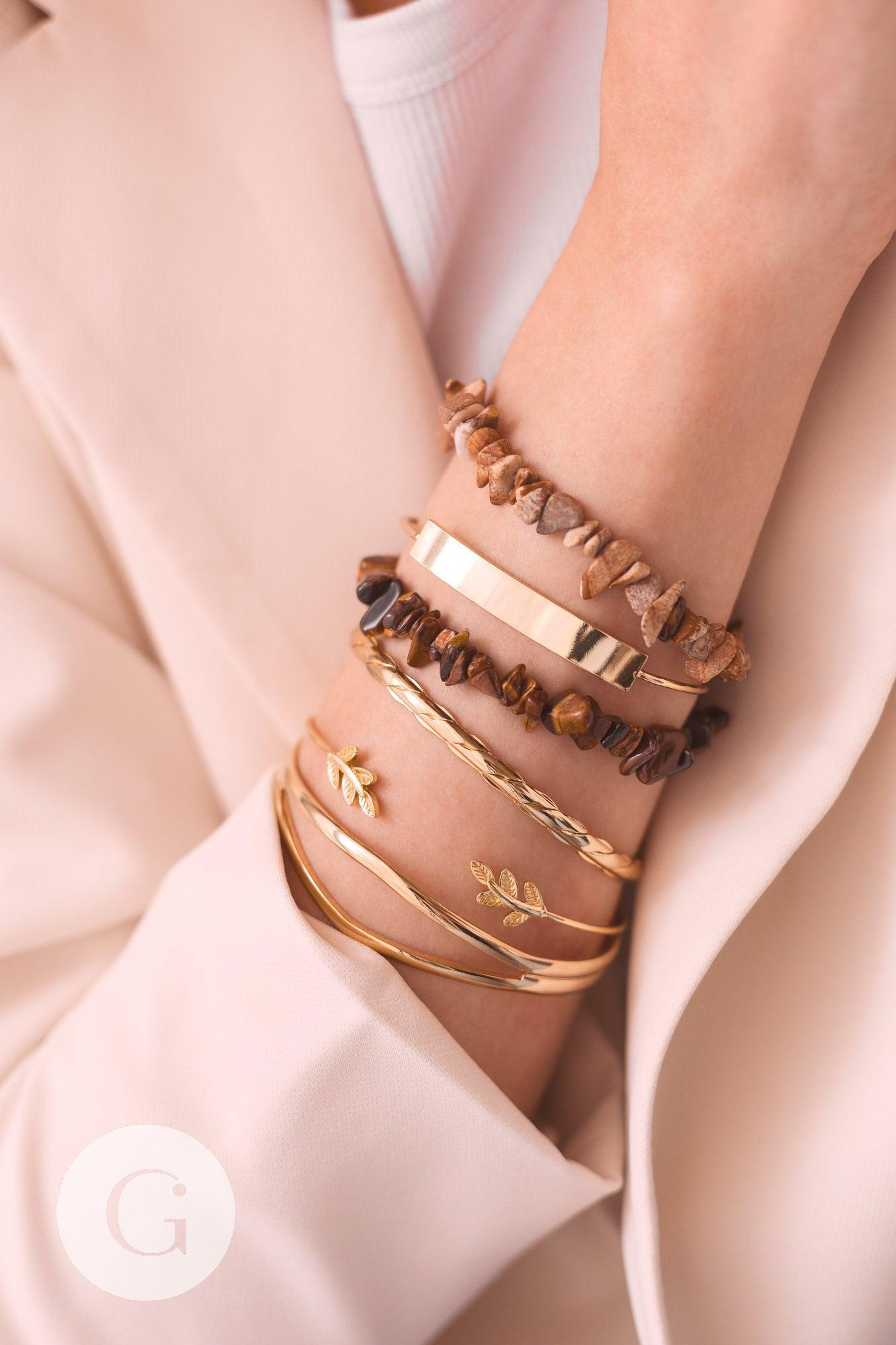 Gingerlily Bracelet œil de tigre chips 50mm G7075