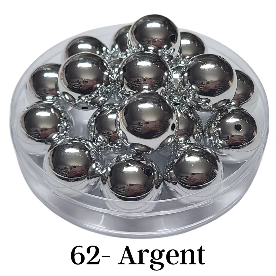 ARTSHOP Boules 62 perles acrylique argent 20 mm x10