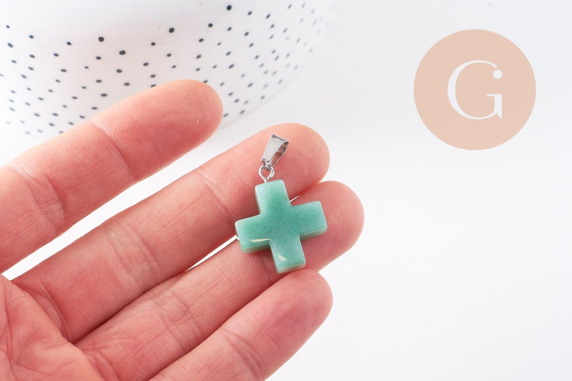 Gingerlily Pendentifs bijoux DIY G10070 croix aventurine 24mm