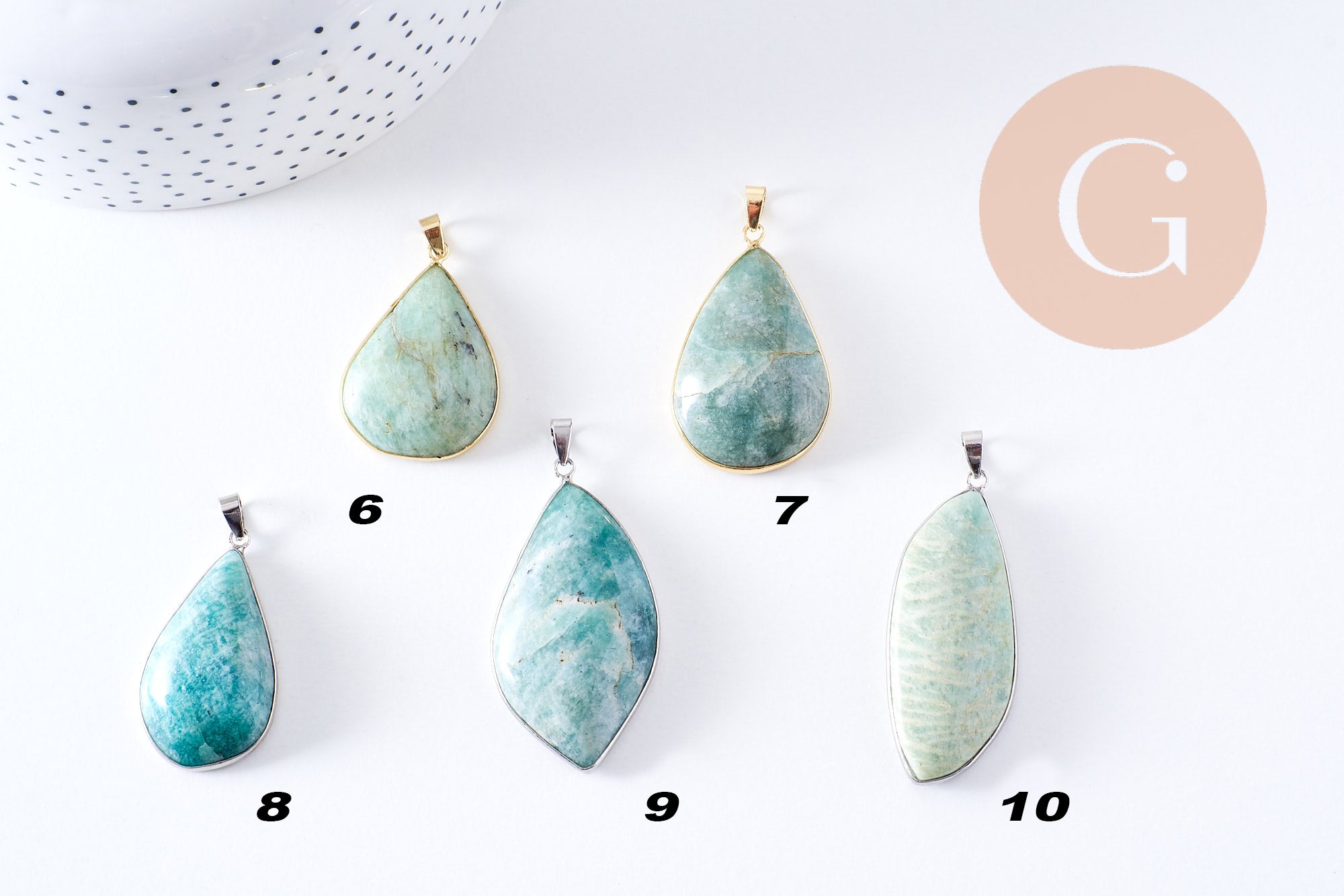 Gingerlily Feuille Amazonite Laiton 34-46mm x1 Pendentif
