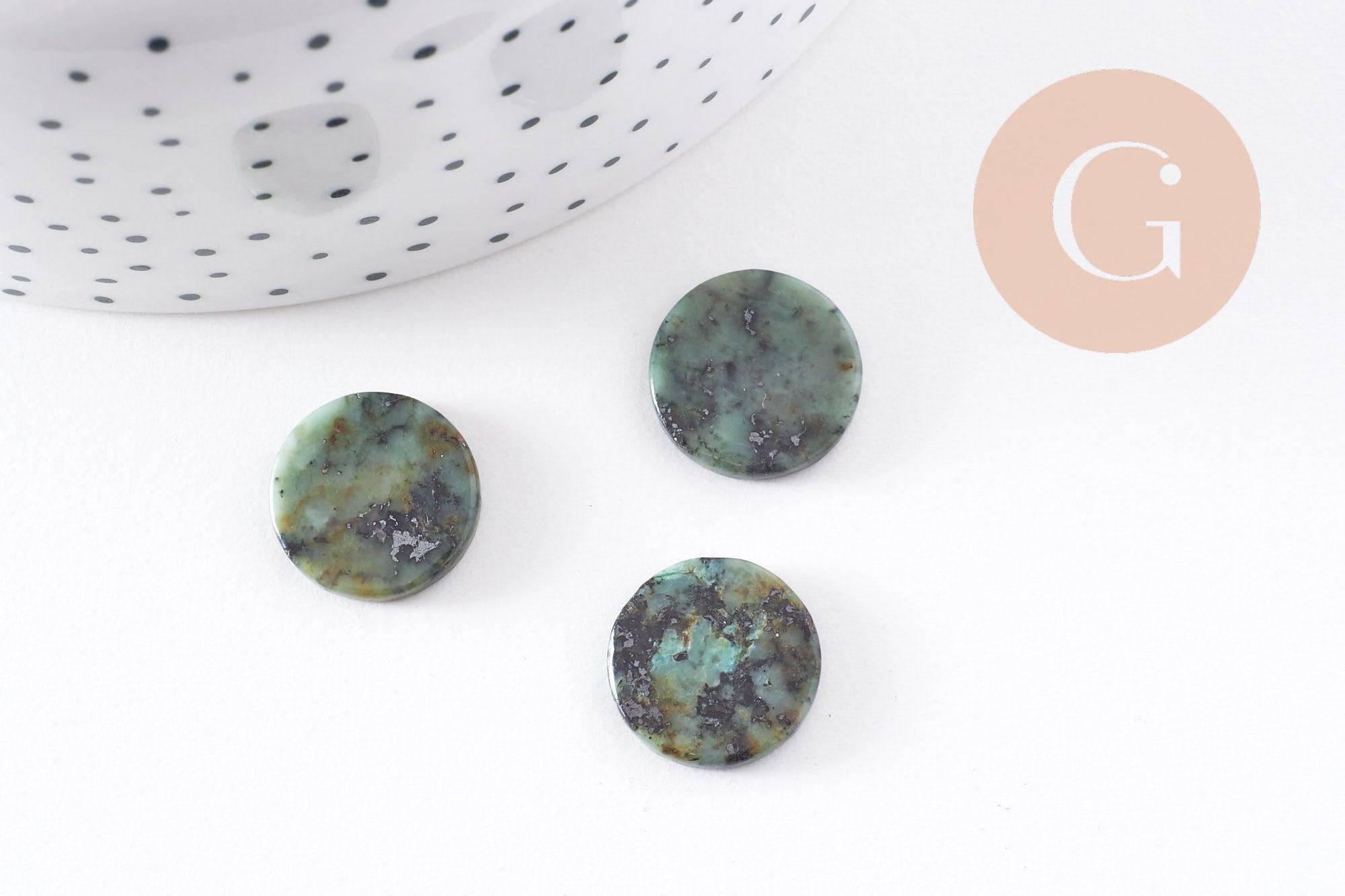 Gingerlily Cabochon disque turquoise africaine 15 mm
